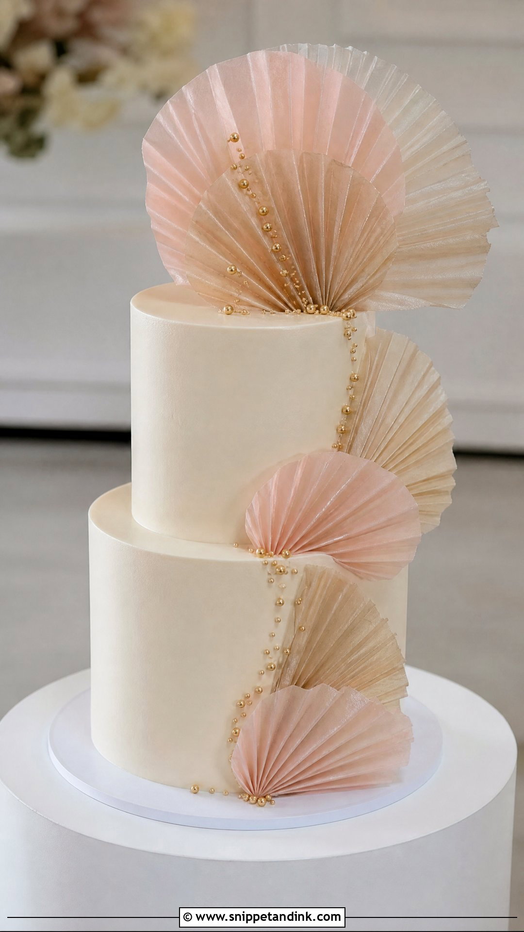 Rice Paper Fan Wedding Cake - Snippet and Ink - 20 Rice Paper Decorated Cakes for Wedding