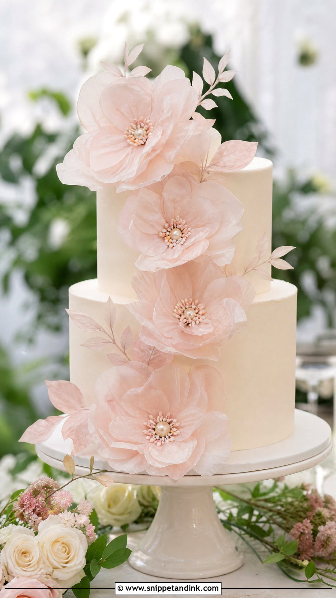 Rice Paper Flower Wedding Cake - Snippet and Ink - 20 Rice Paper Decorated Cakes for Wedding