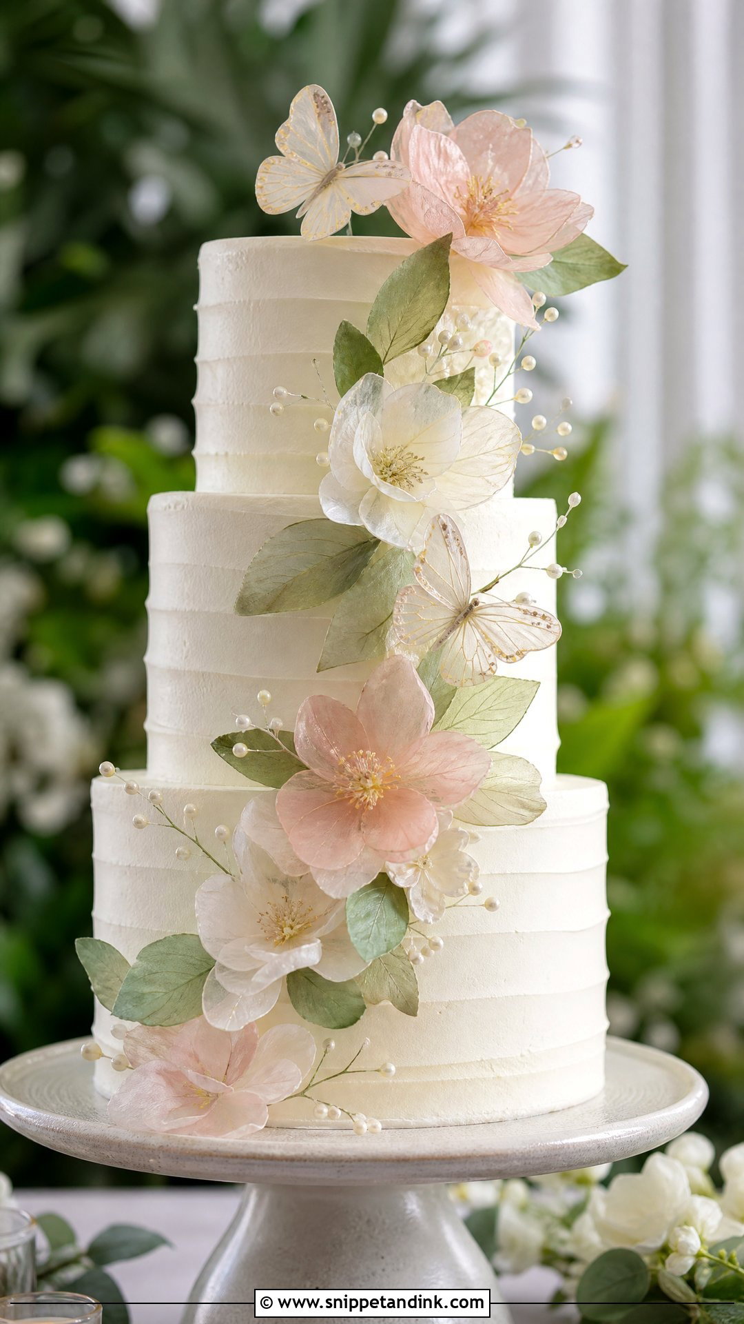 Rice Paper Garden Wedding Cake - Snippet and Ink - 20 Rice Paper Decorated Cakes for Wedding