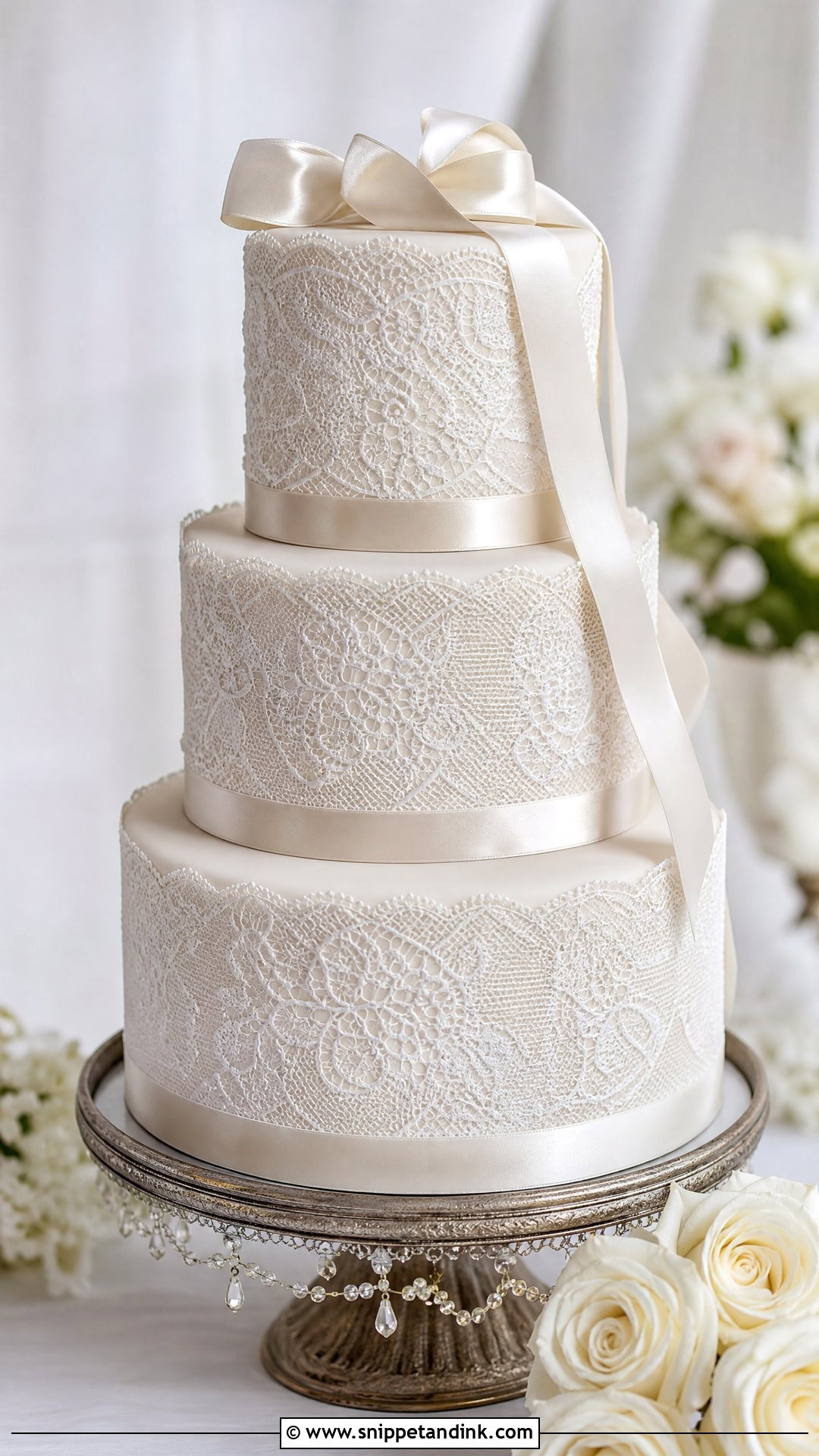 Rice Paper Lace Wedding Cake - Snippet and Ink - 20 Rice Paper Decorated Cakes for Wedding