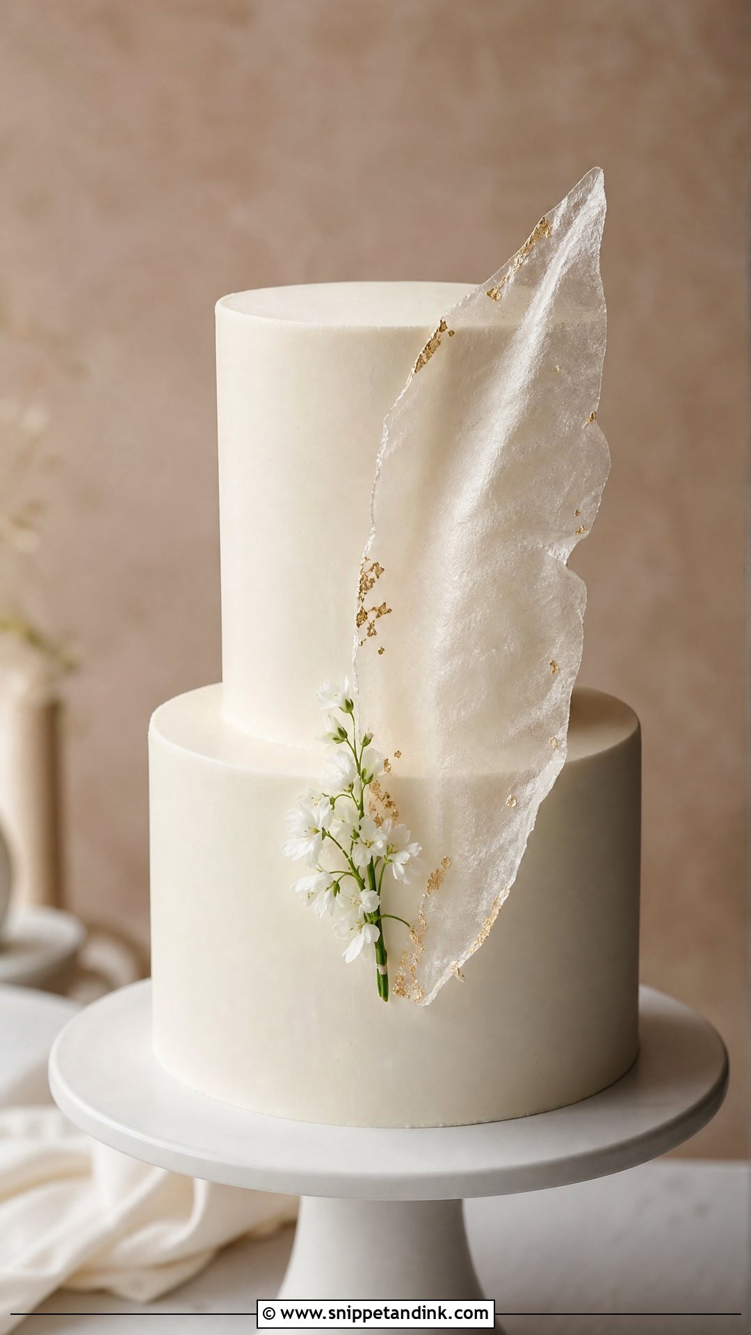 Rice Paper Minimal Wedding Cake - Snippet and Ink - 20 Rice Paper Decorated Cakes for Wedding