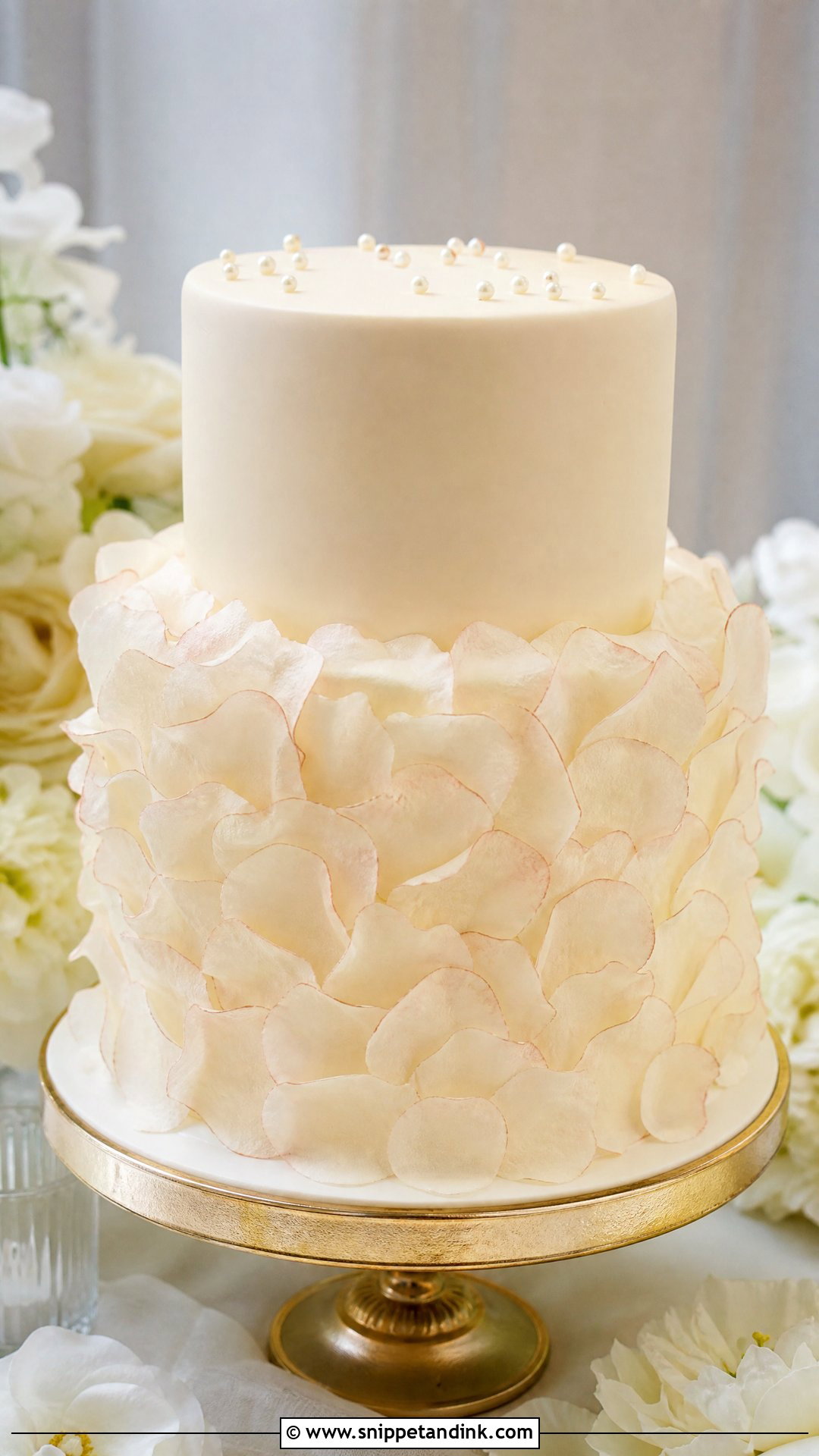 Rice Paper Petal Wedding Cake - Snippet and Ink - 20 Rice Paper Decorated Cakes for Wedding