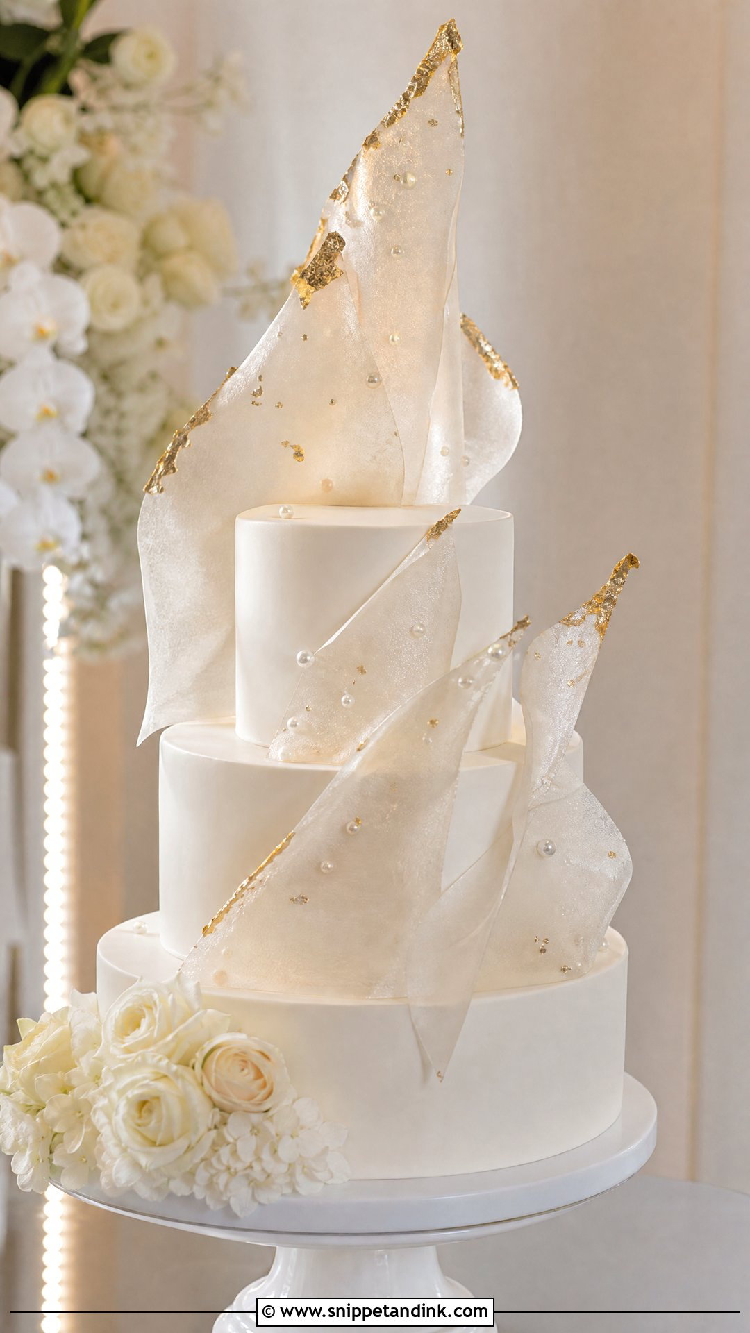Rice Paper Sail Wedding Cake - Snippet and Ink - 20 Rice Paper Decorated Cakes for Wedding