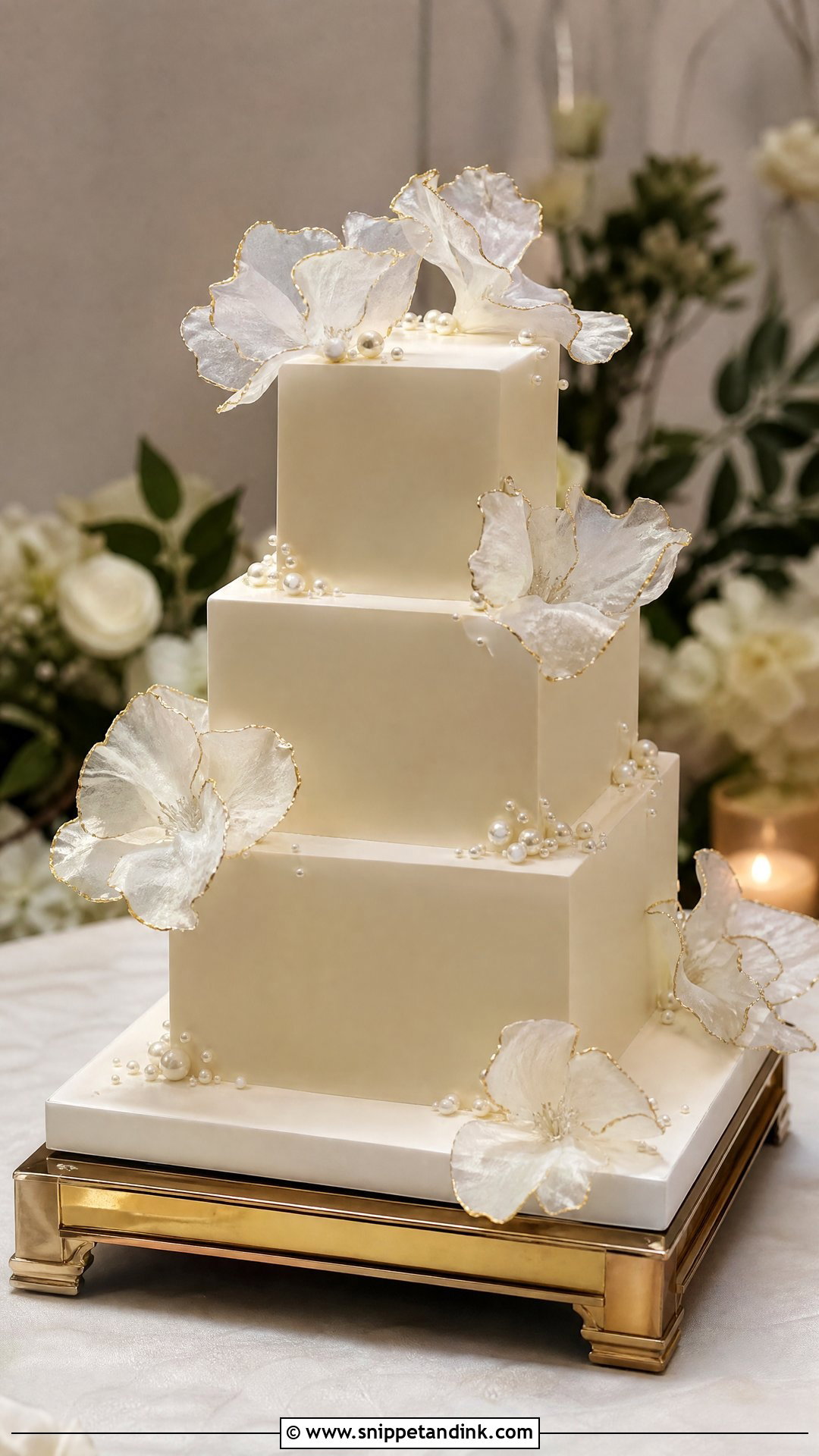 Rice Paper Square Wedding Cake - Snippet and Ink - 20 Rice Paper Decorated Cakes for Wedding
