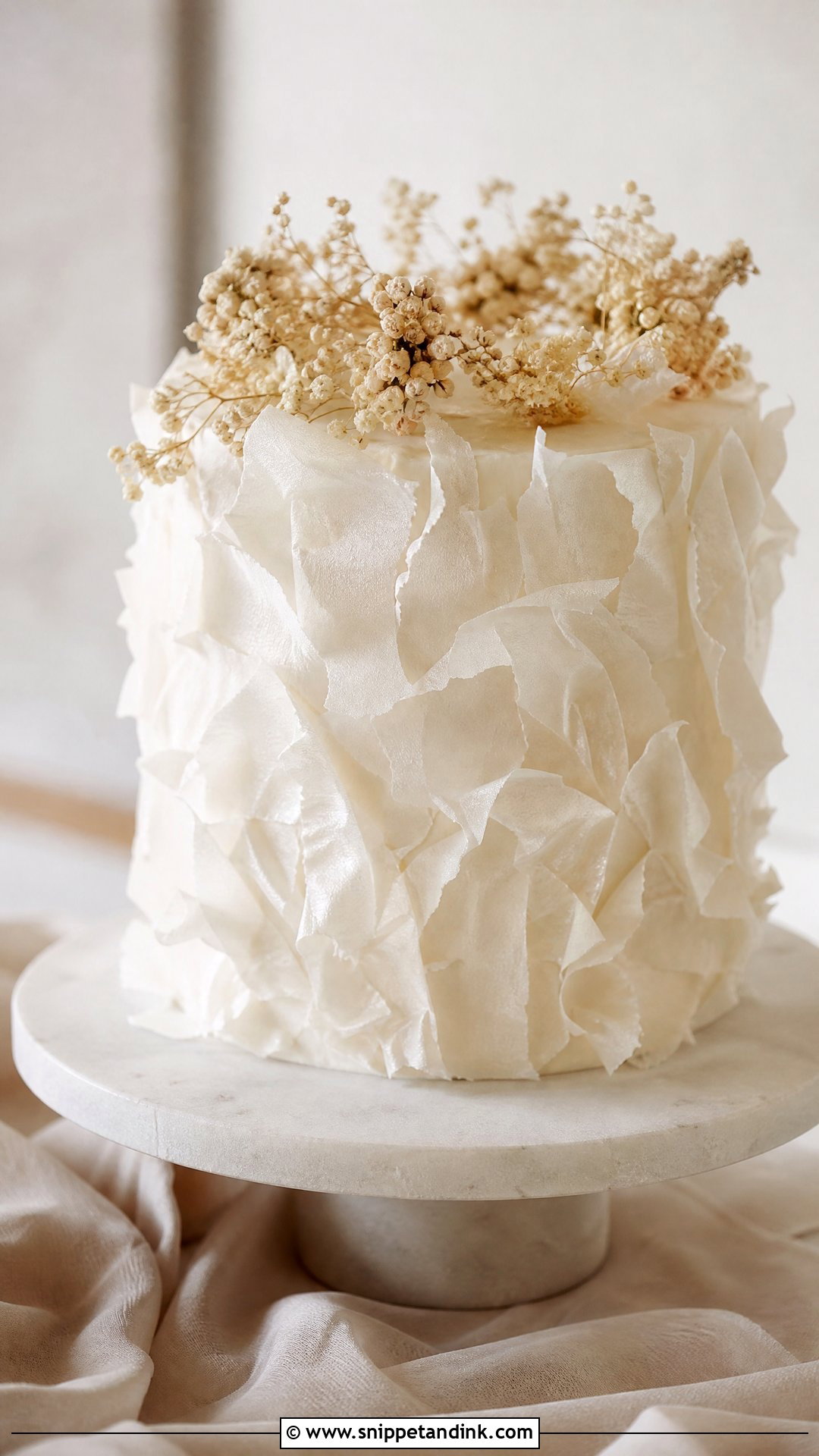 Rice Paper Textured Wedding Cake - Snippet and Ink - 20 Rice Paper Decorated Cakes for Wedding