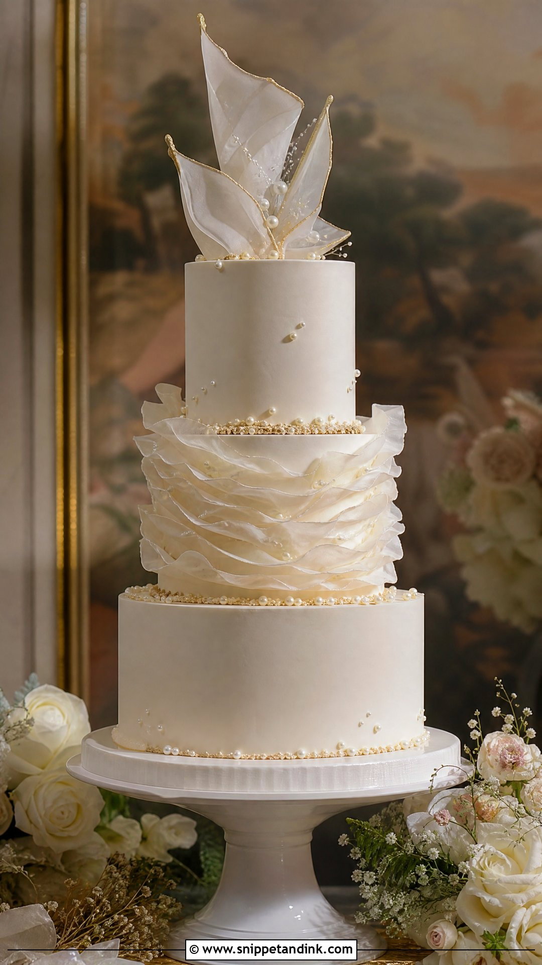 Rice Paper Tiered Wedding Cake - Snippet and Ink - 20 Rice Paper Decorated Cakes for Wedding