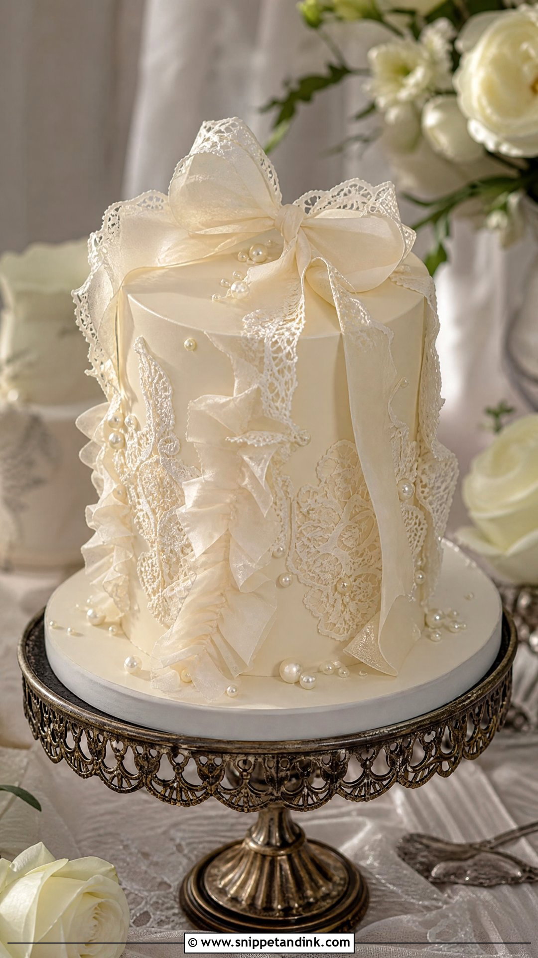 Rice Paper Vintage Wedding Cake - Snippet and Ink - 20 Rice Paper Decorated Cakes for Wedding