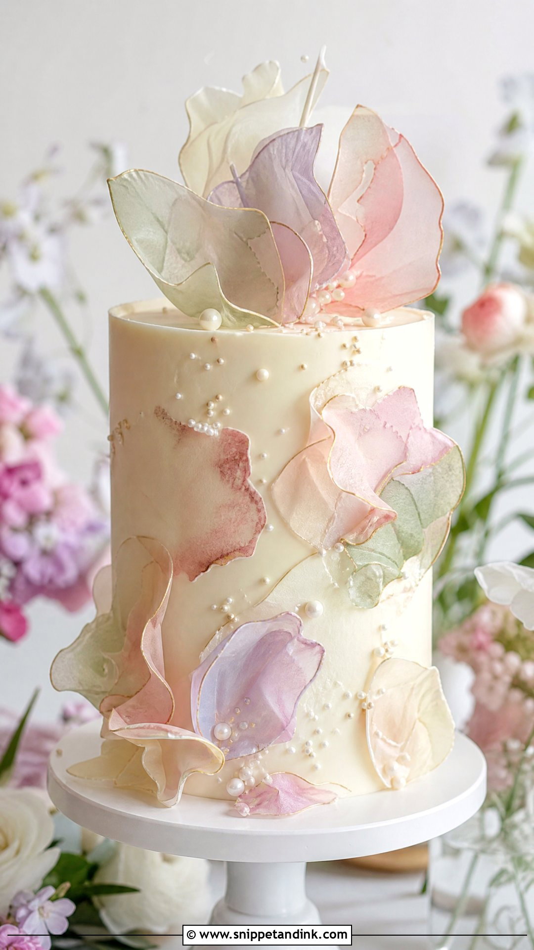 Rice Paper Watercolor Wedding Cake - Snippet and Ink - 20 Rice Paper Decorated Cakes for Wedding