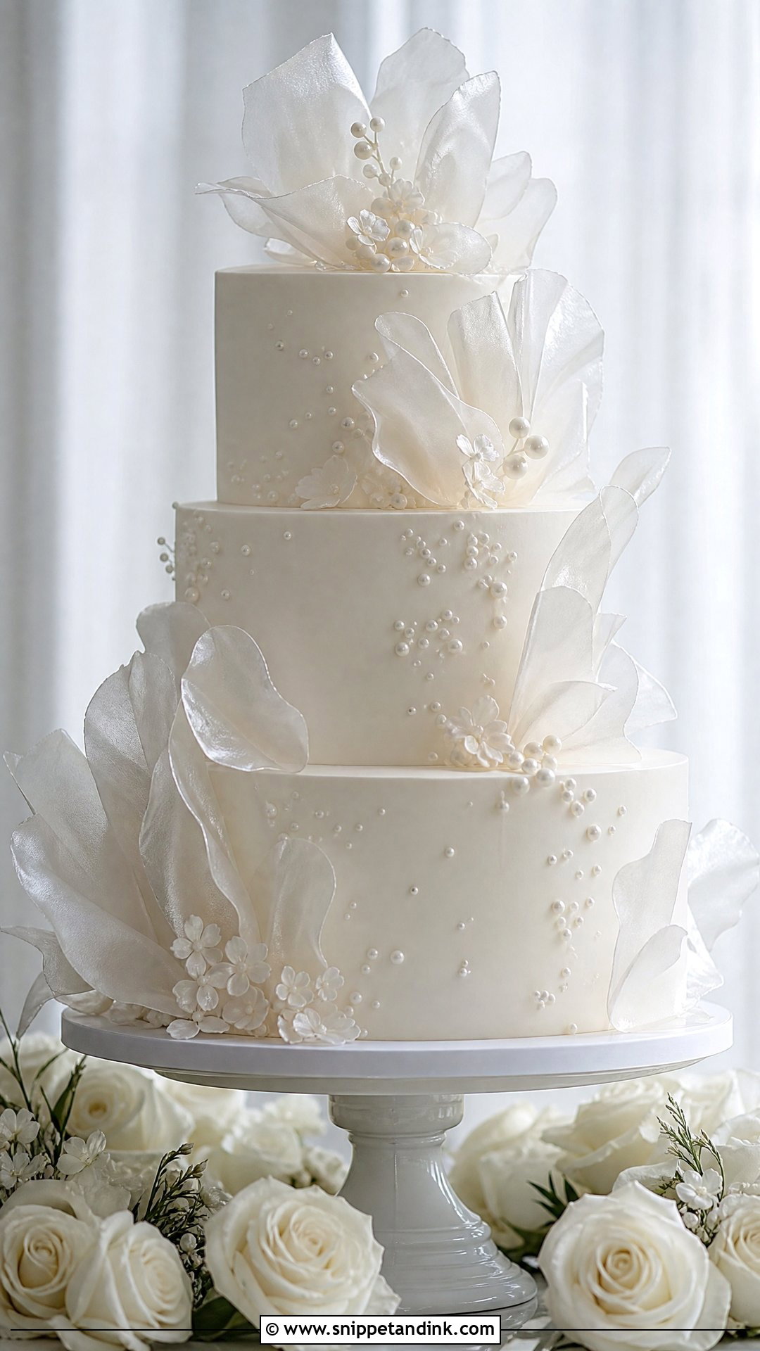 Rice Paper White Wedding Cake - Snippet and Ink - 20 Rice Paper Decorated Cakes for Wedding