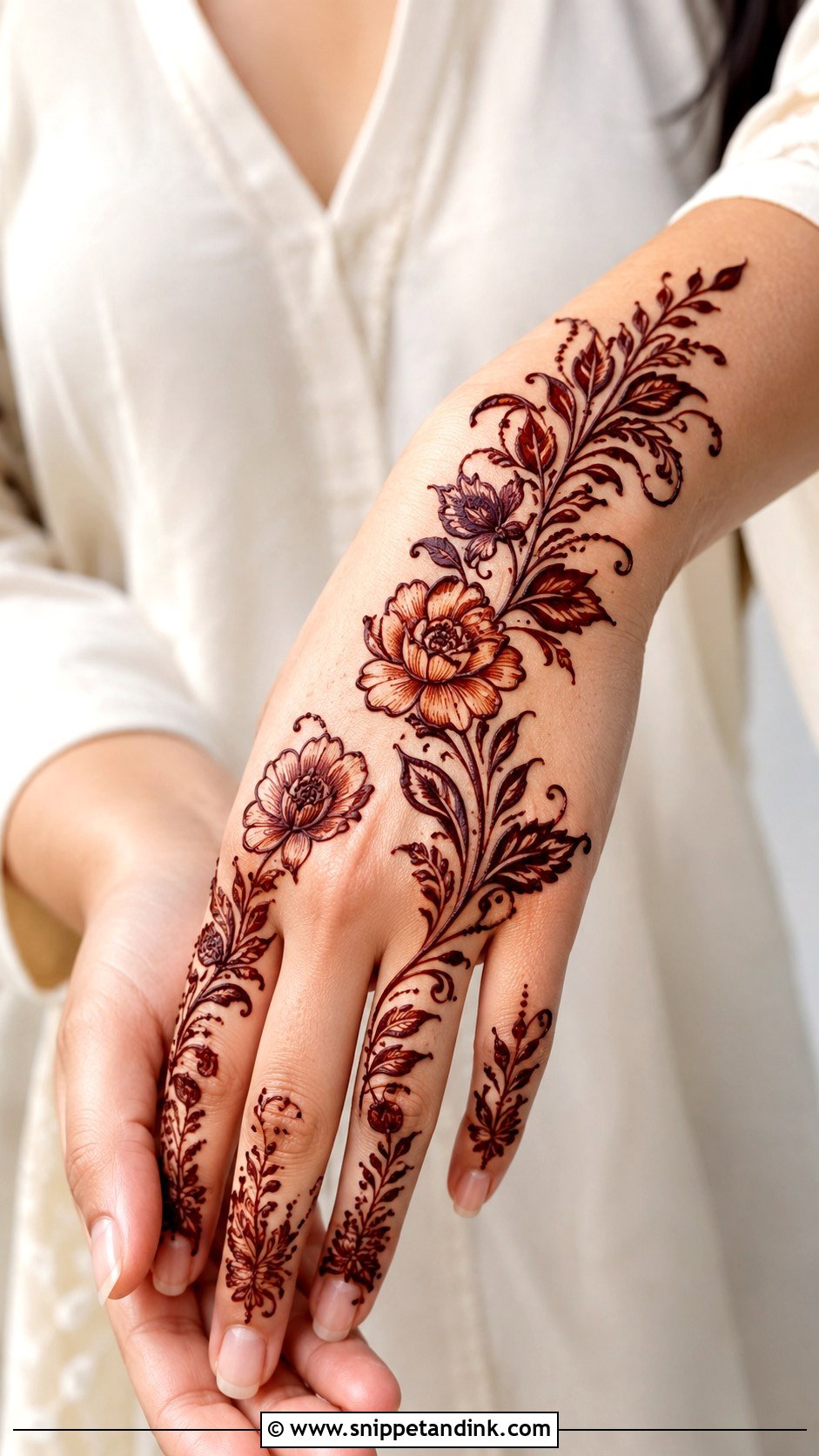 Right Hand Floral Mehndi Design - Snippet and Ink - 35 Right Hand Mehndi Design Ideas