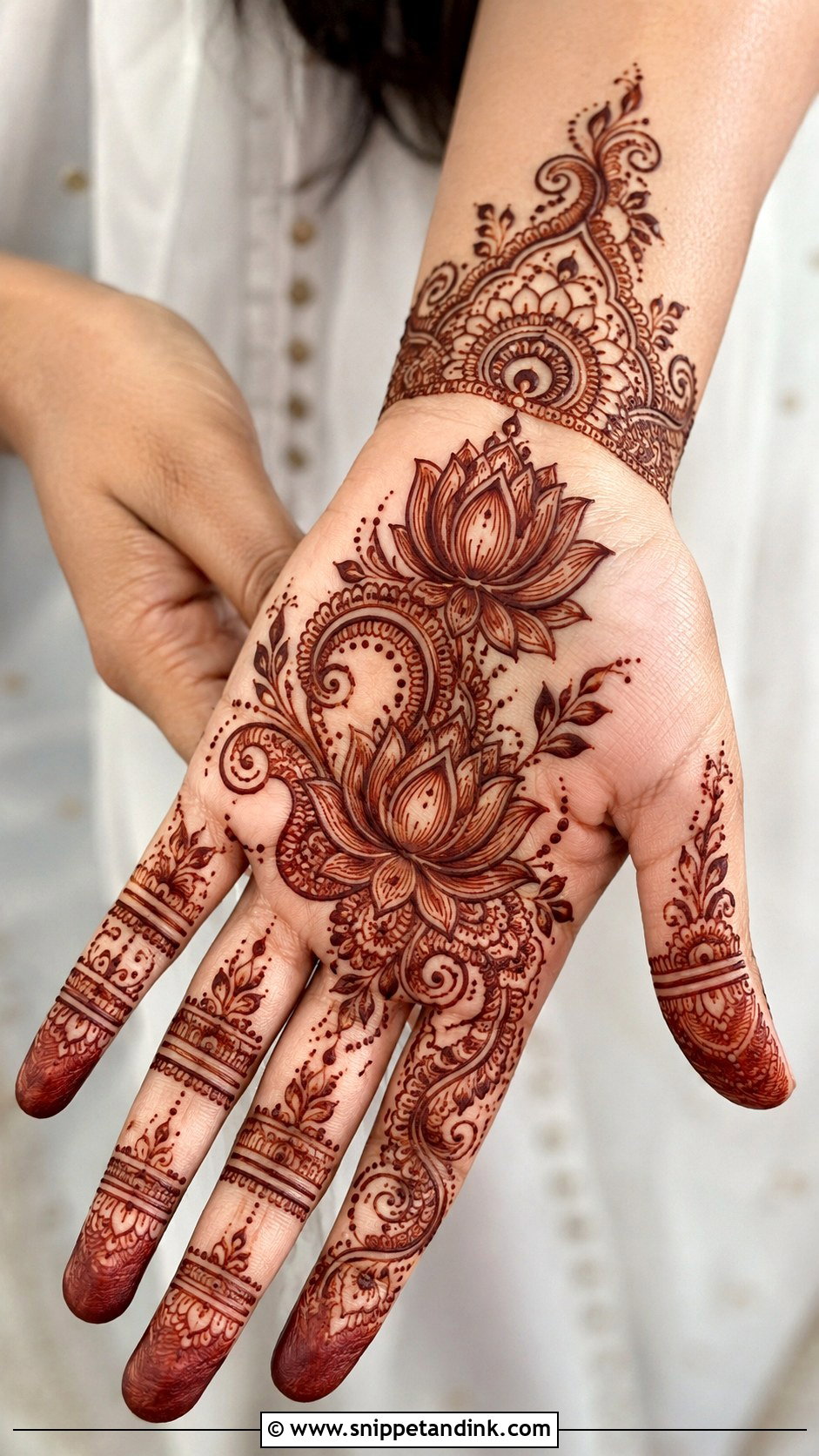 Right Hand Lotus Mehndi Design - Snippet and Ink - 35 Right Hand Mehndi Design Ideas