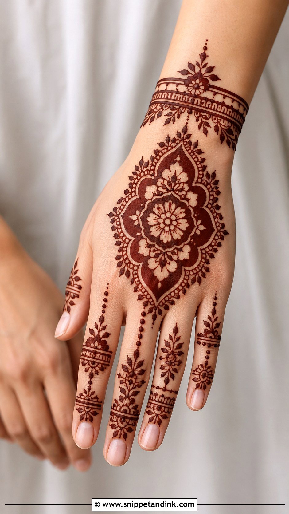 Right Hand Negative Space Mehndi Design - Snippet and Ink - 35 Right Hand Mehndi Design Ideas
