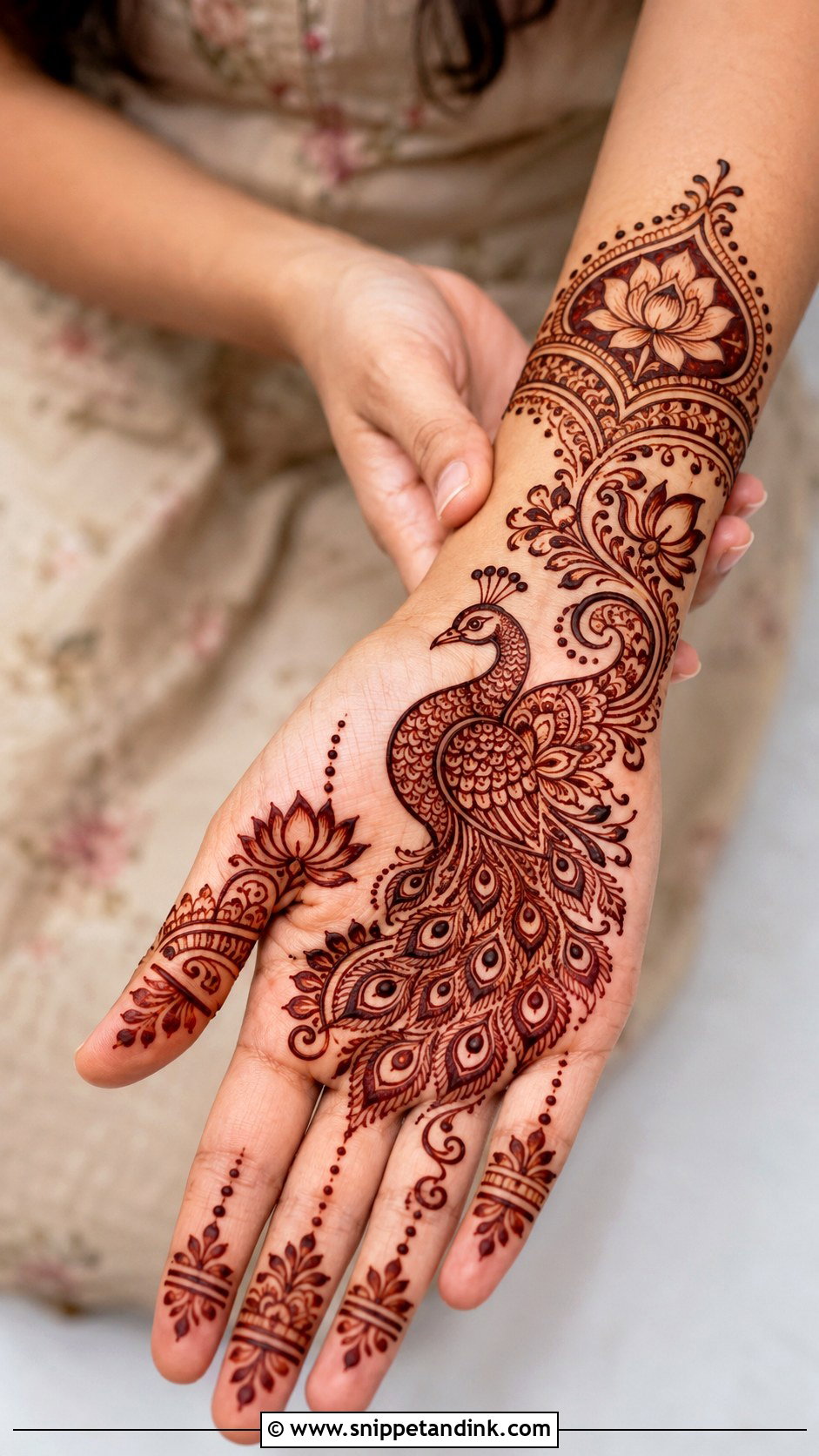 Right Hand Peacock Mehndi Design - Snippet and Ink - 35 Right Hand Mehndi Design Ideas