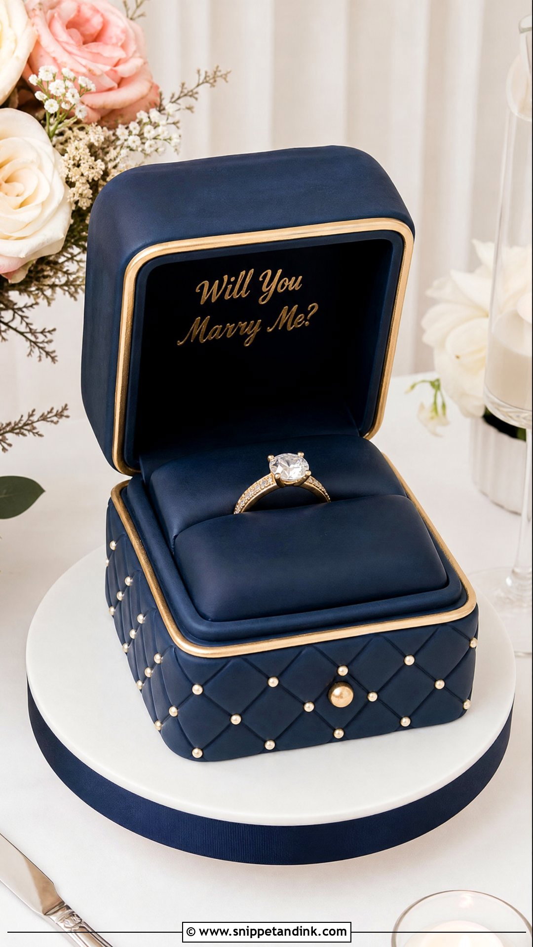 Ring Box Cake - Snippet and Ink - 20 Proposal Cake Ideas
