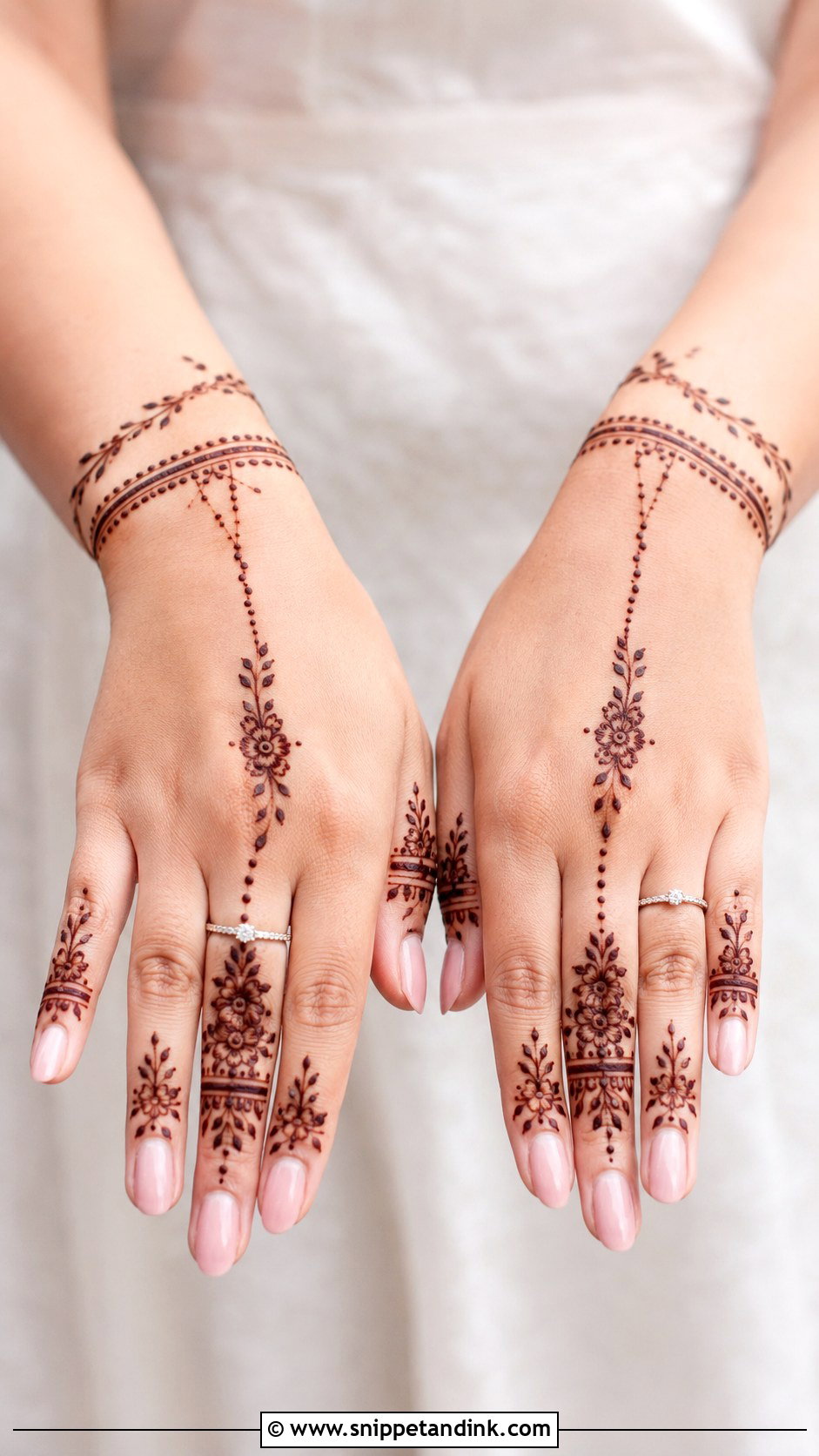 Ring Ceremony Back Hand Mehndi Design - Snippet and Ink - 30 Back Engagement Mehndi Designs