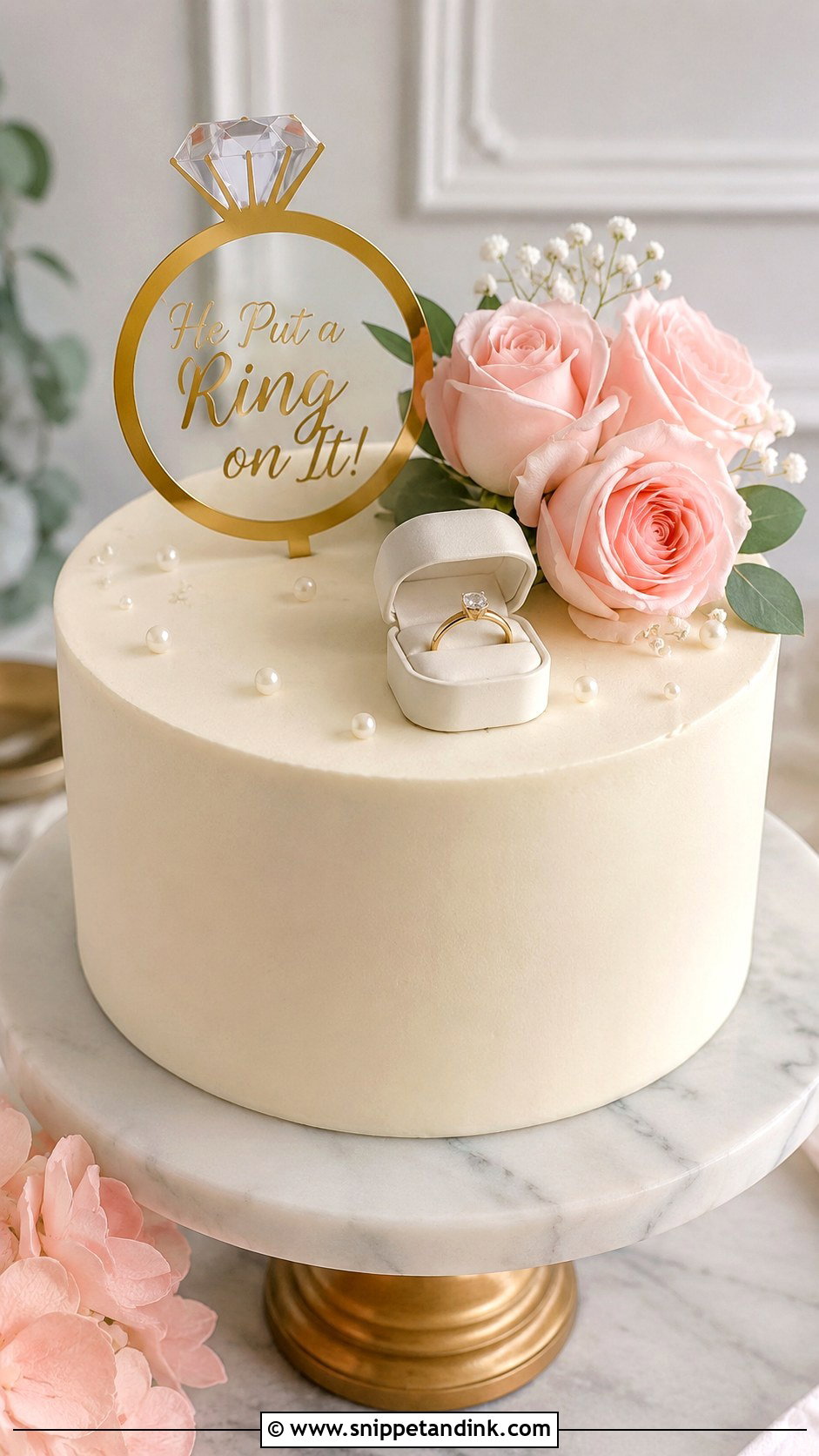 Ring Engagement Cake - Snippet and Ink - 20 Classy Engagement Cake Designs