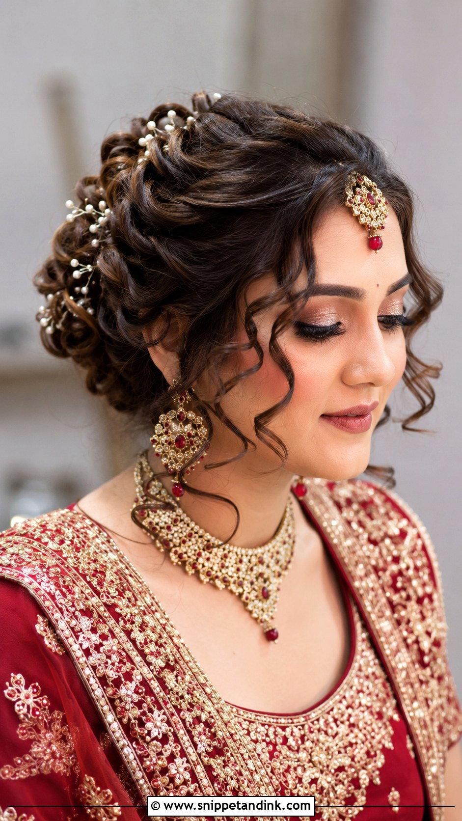 Ringlet Bun For Wedding Day - Snippet and Ink - 25 Indian Front Look Bridal Bun Hairstyles
