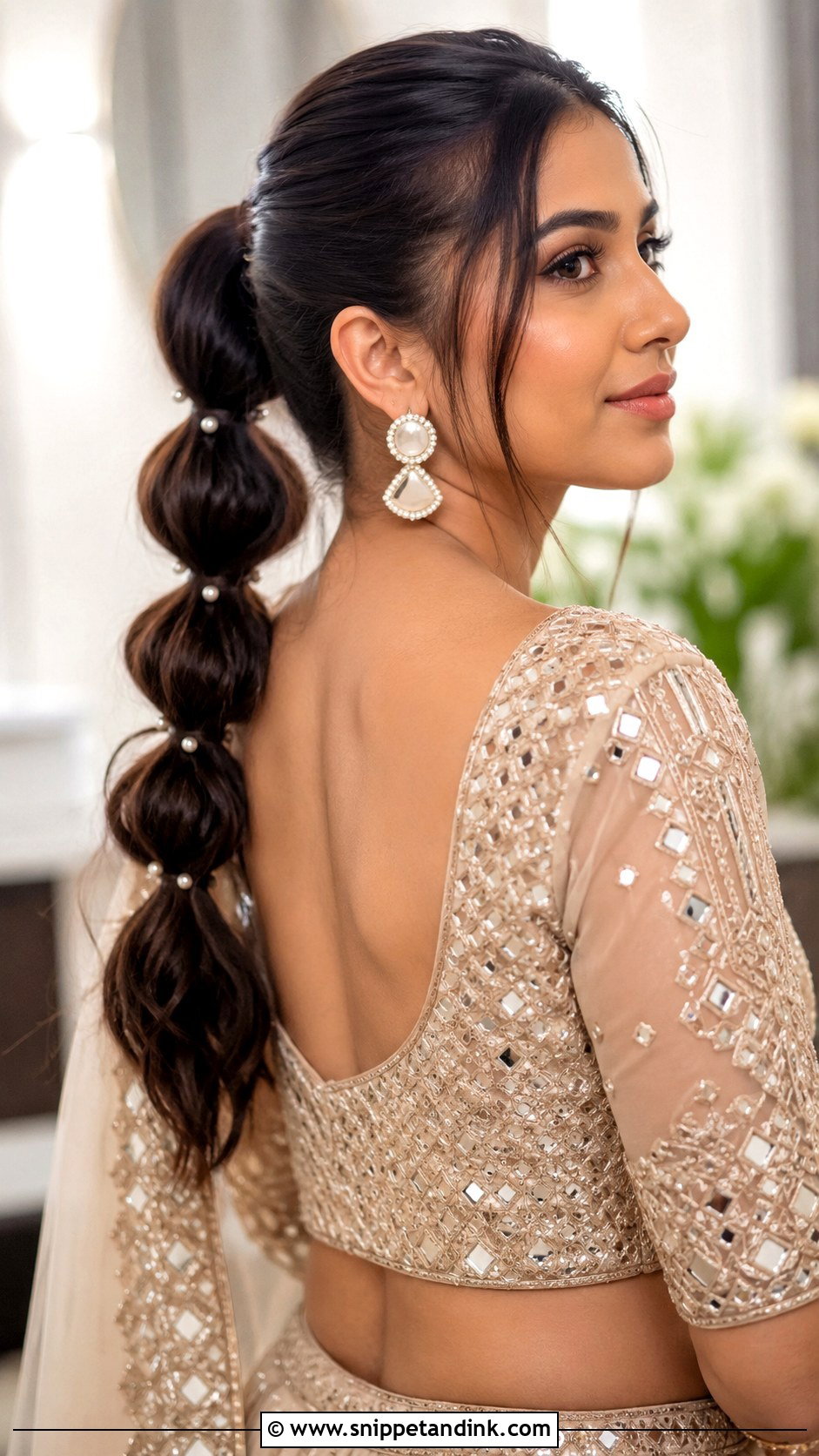 Roka Ceremony Bubble Braid - Snippet and Ink - 20 Hairstyle for Roka Ceremony Ideas