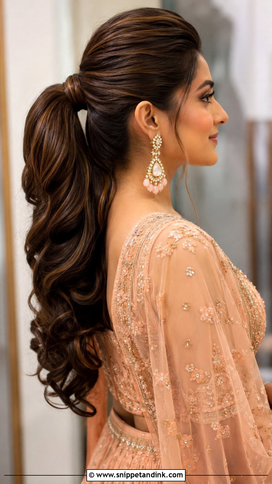 Roka Ceremony High Ponytail - Snippet and Ink - 20 Hairstyle for Roka Ceremony Ideas