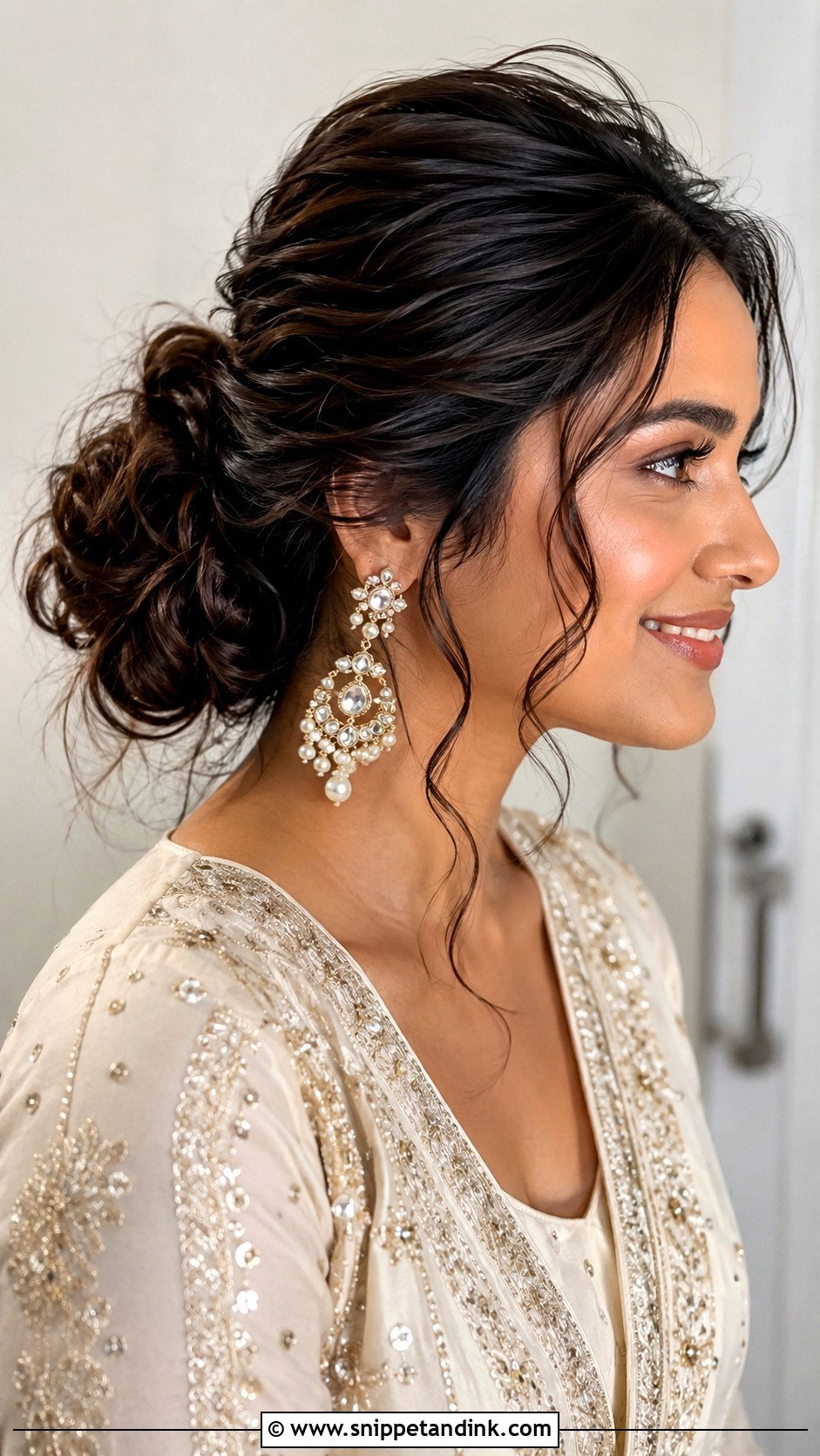 Roka Ceremony Messy Bun - Snippet and Ink - 20 Hairstyle for Roka Ceremony Ideas