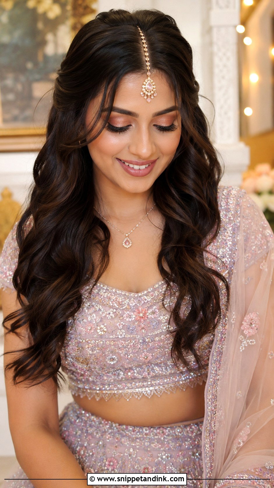 Roka Ceremony Soft Curls - Snippet and Ink - 20 Hairstyle for Roka Ceremony Ideas