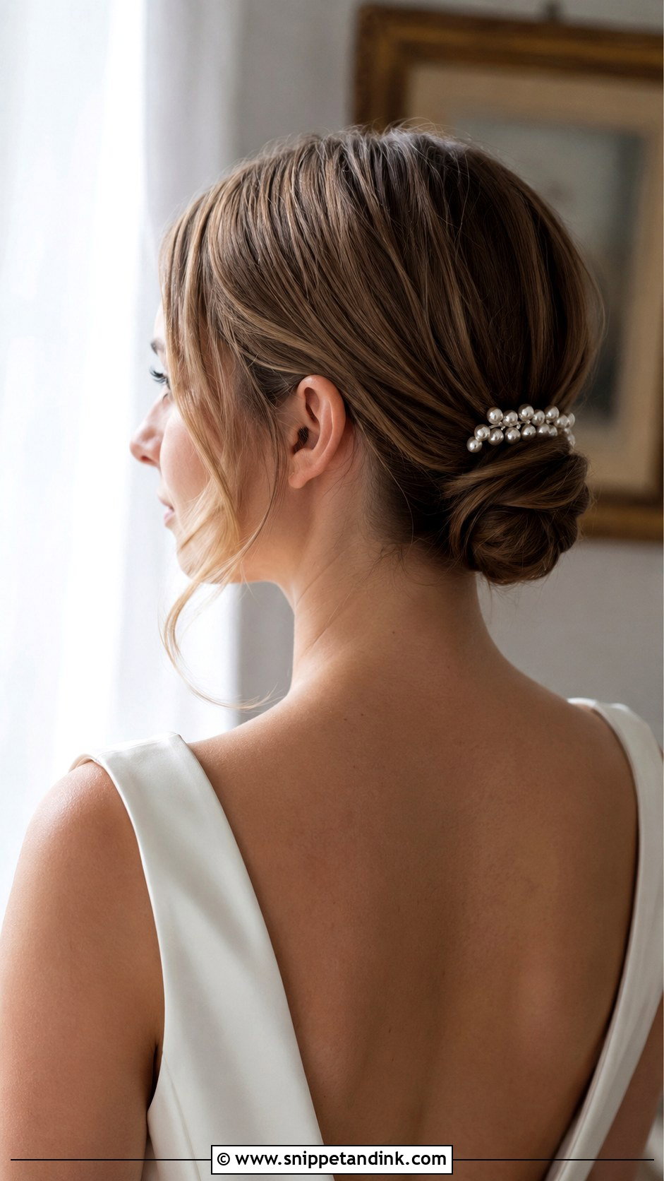 Rolled Bun for Short Bob - Snippet and Ink - 20 Short Hair Bun Wedding Ideas