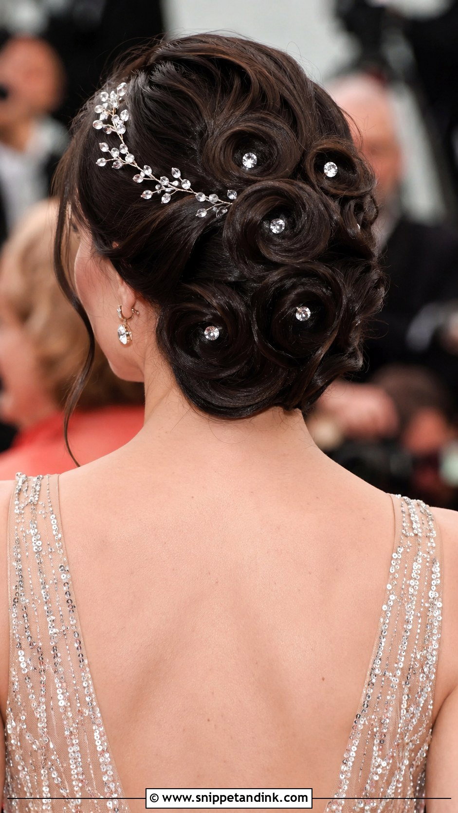Rolled Updo With Accessories - Snippet and Ink - 20 Upstyles for Medium Hair Wedding Guest Ideas