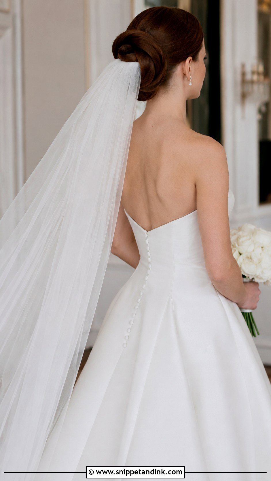 Rolled Updo With Cathedral Veil - Snippet and Ink - 25 Updo with Veil Ideas