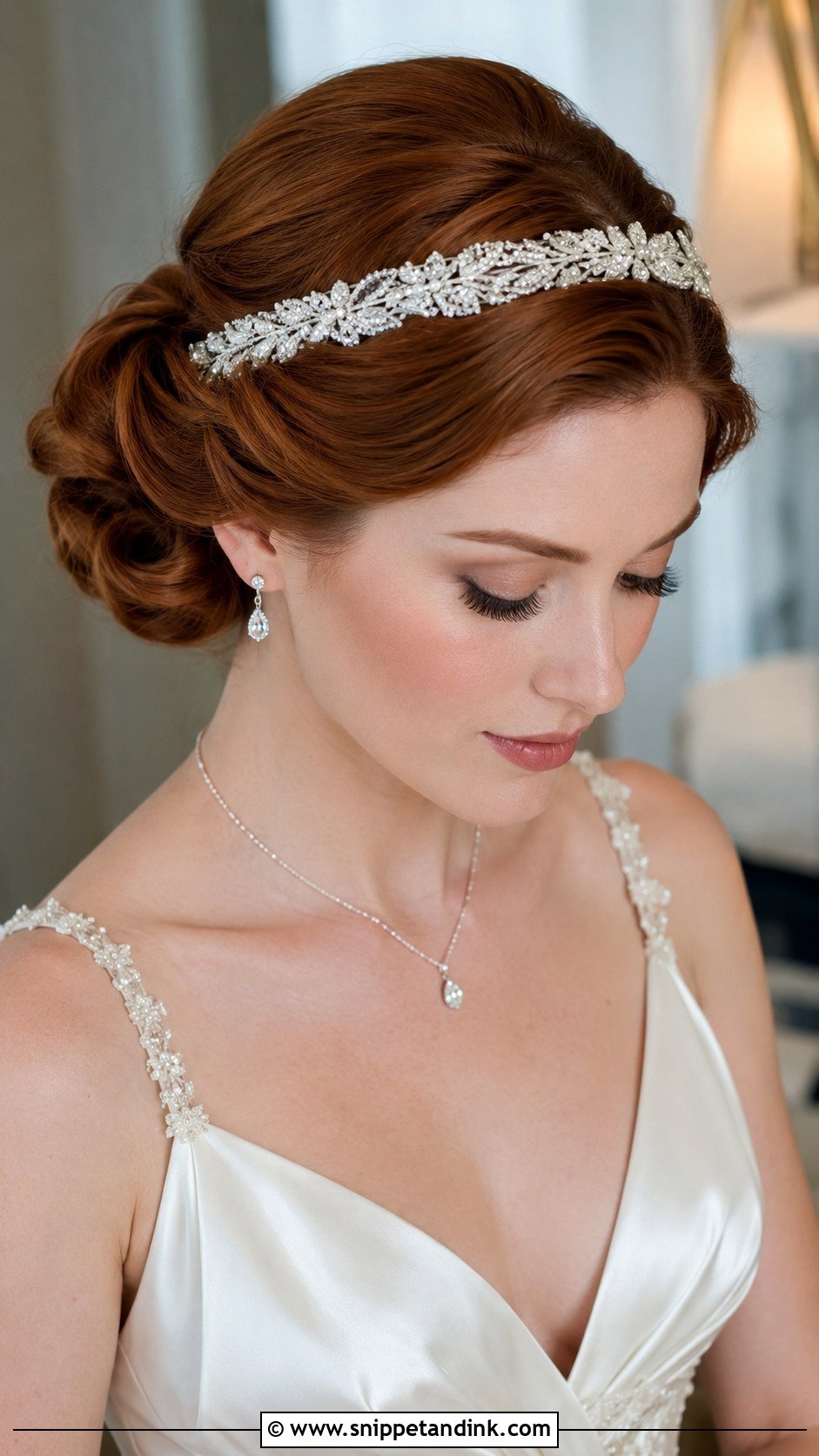 Rolled Updo With Vintage Headband - Snippet and Ink - 20 Bridal Updo with Headband Ideas