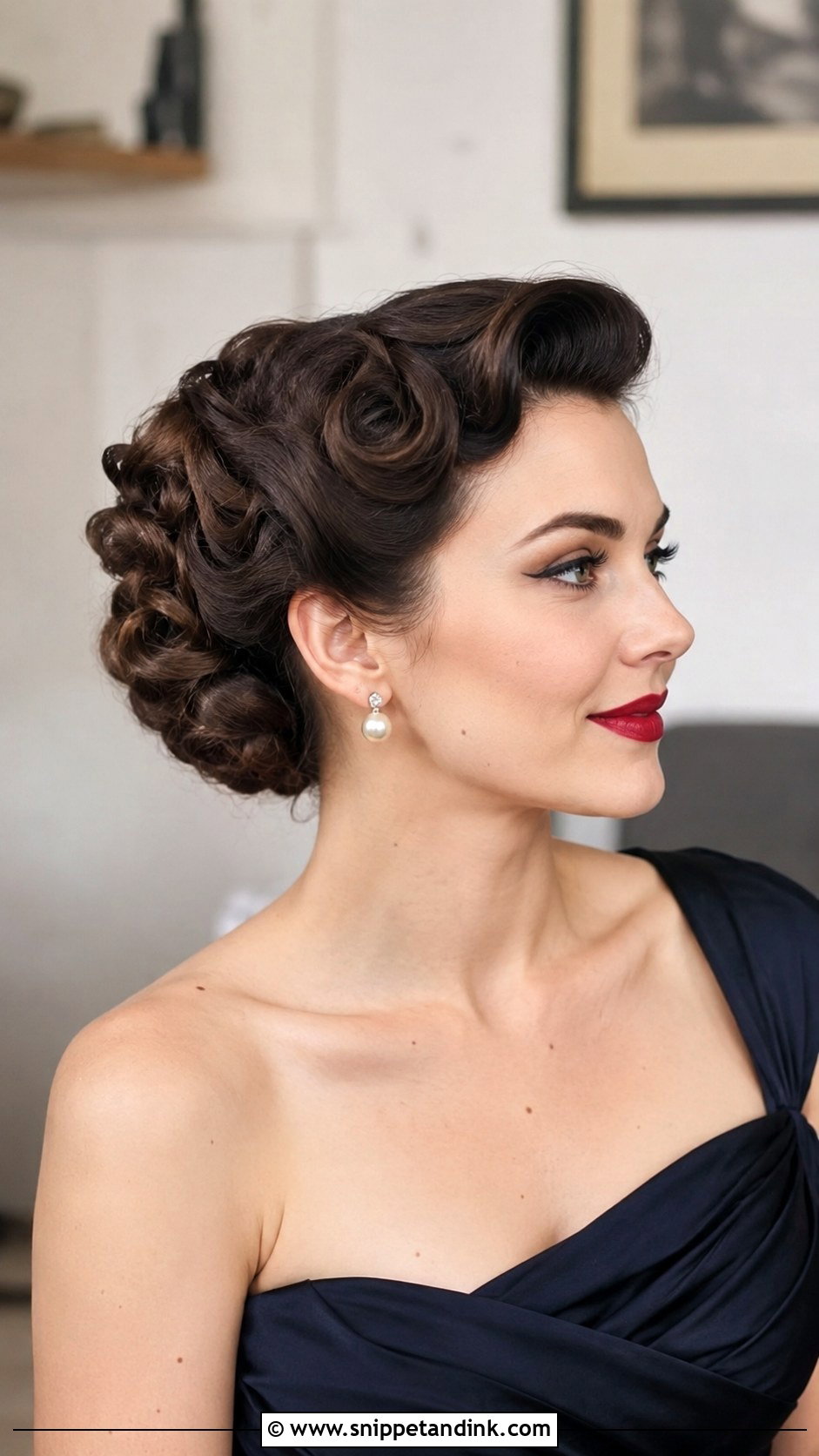 Rolled Vintage Updo - Snippet and Ink - 20 Wedding Guest Hair Up Do Ideas