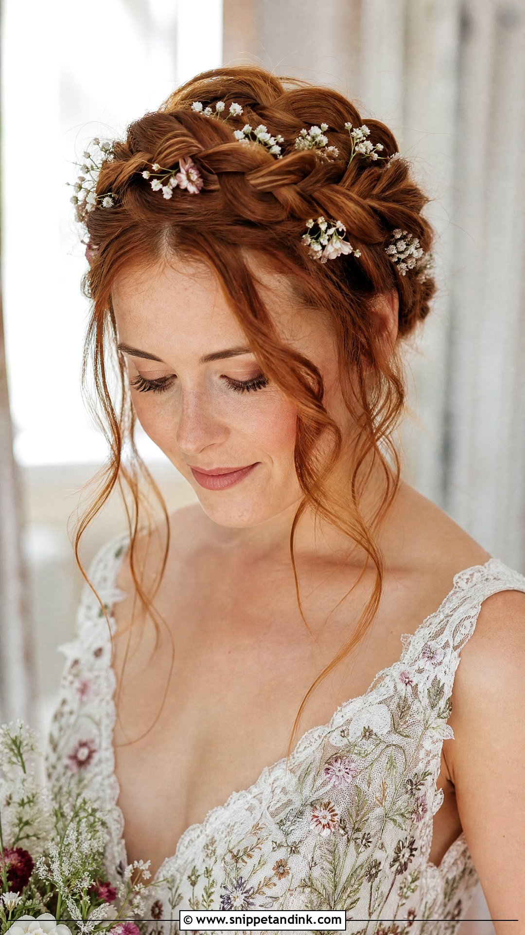 Romantic Braided Crown - Snippet and Ink - 20 Wedding Hair 2025 Ideas
