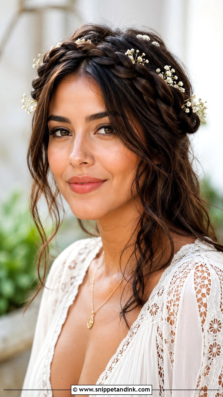 Romantic Braided Crown - Snippet and Ink - 25 Engagement Bridal Hairstyles