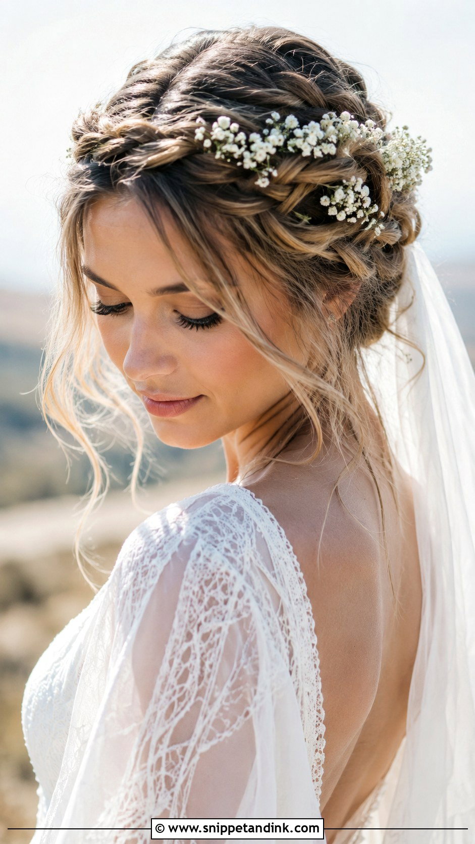 Romantic Braided Crown - Snippet and Ink - 20 Long Hair Wedding Hairstyle Ideas
