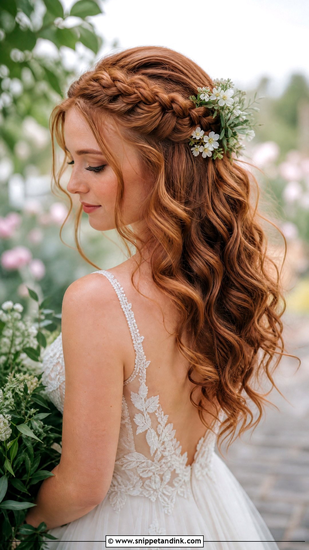 Romantic Braided Half Up Half Down Wedding Hairstyle - Snippet and Ink - 20 Half-Up Half-Down Wedding Hair Braids