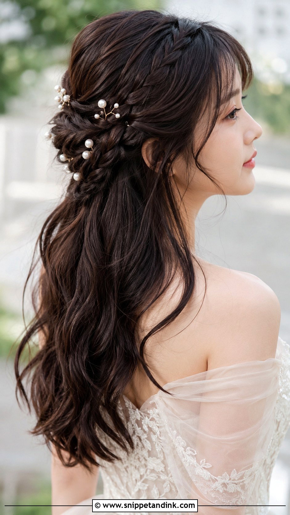 Romantic Braided Half Updo - Snippet and Ink - 25 Asian Wedding Hairstyles