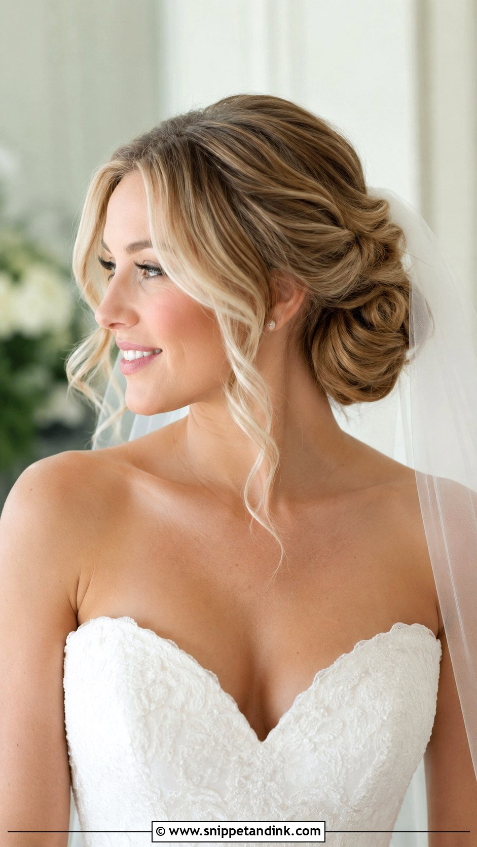Romantic Bridal Bun With Face Framing Curls - Snippet and Ink - 20 Bride Updo Hairstyles Bun Loose Curls