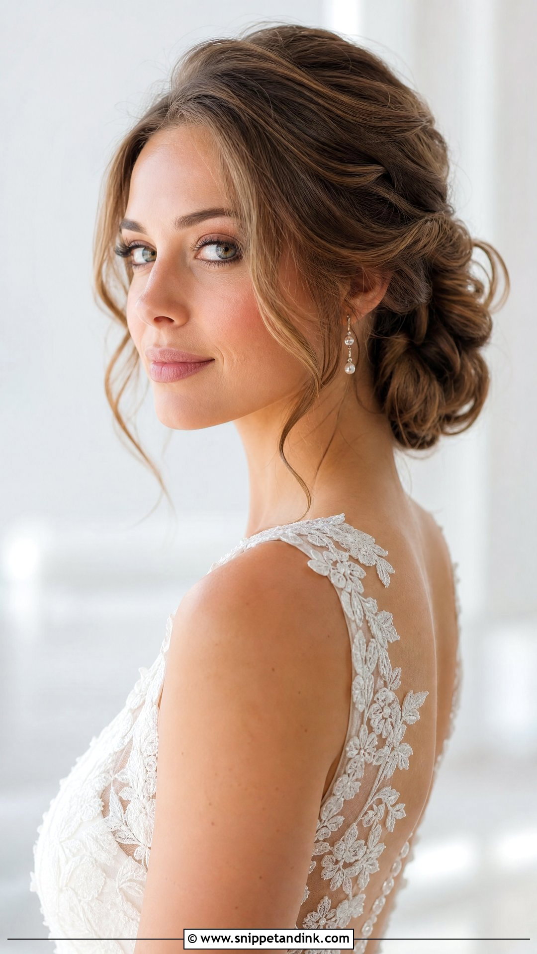 Romantic Bridal Low Updo With Face Framing Pieces - Snippet and Ink - 15 Bridal Hair Low Updo Ideas