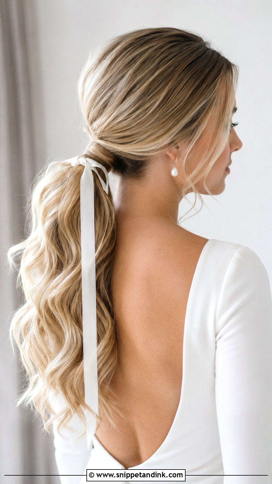 Romantic Bride Hair With A Low Ponytail - Snippet and Ink - 15 Romantic Bride Hair Ideas