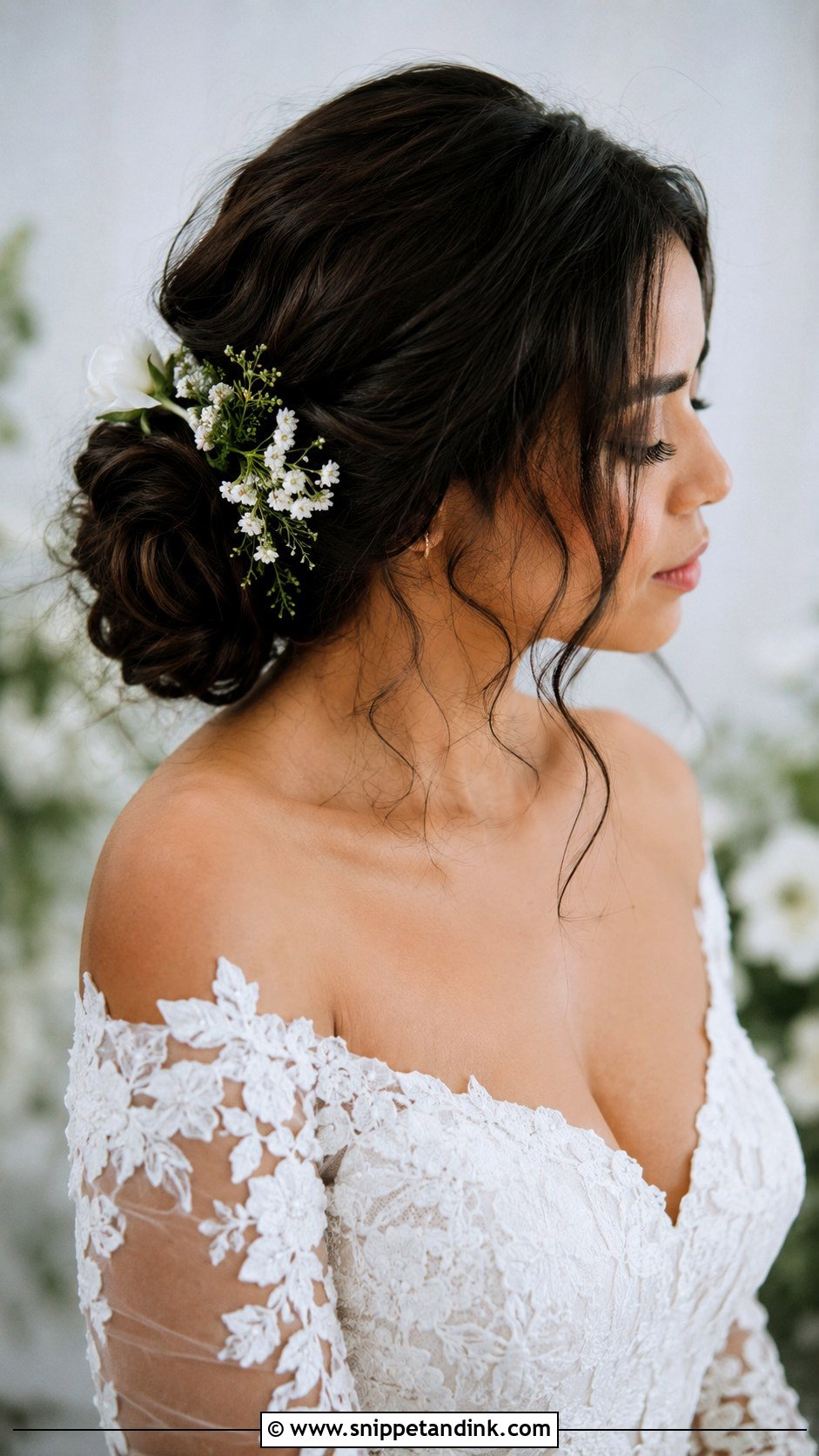 Romantic Bride Hair With Fresh Flowers - Snippet and Ink - 15 Romantic Bride Hair Ideas