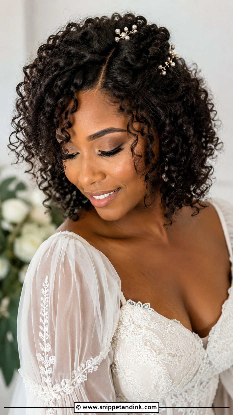 Romantic Bride Hair With Natural Curls - Snippet and Ink - 15 Romantic Bride Hair Ideas