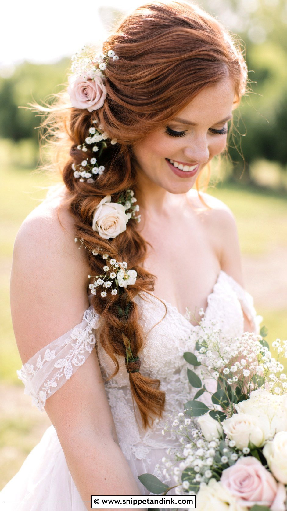 Romantic Bun With Cherry Blossoms - Snippet and Ink - 20 Flower Wedding Hairstyles