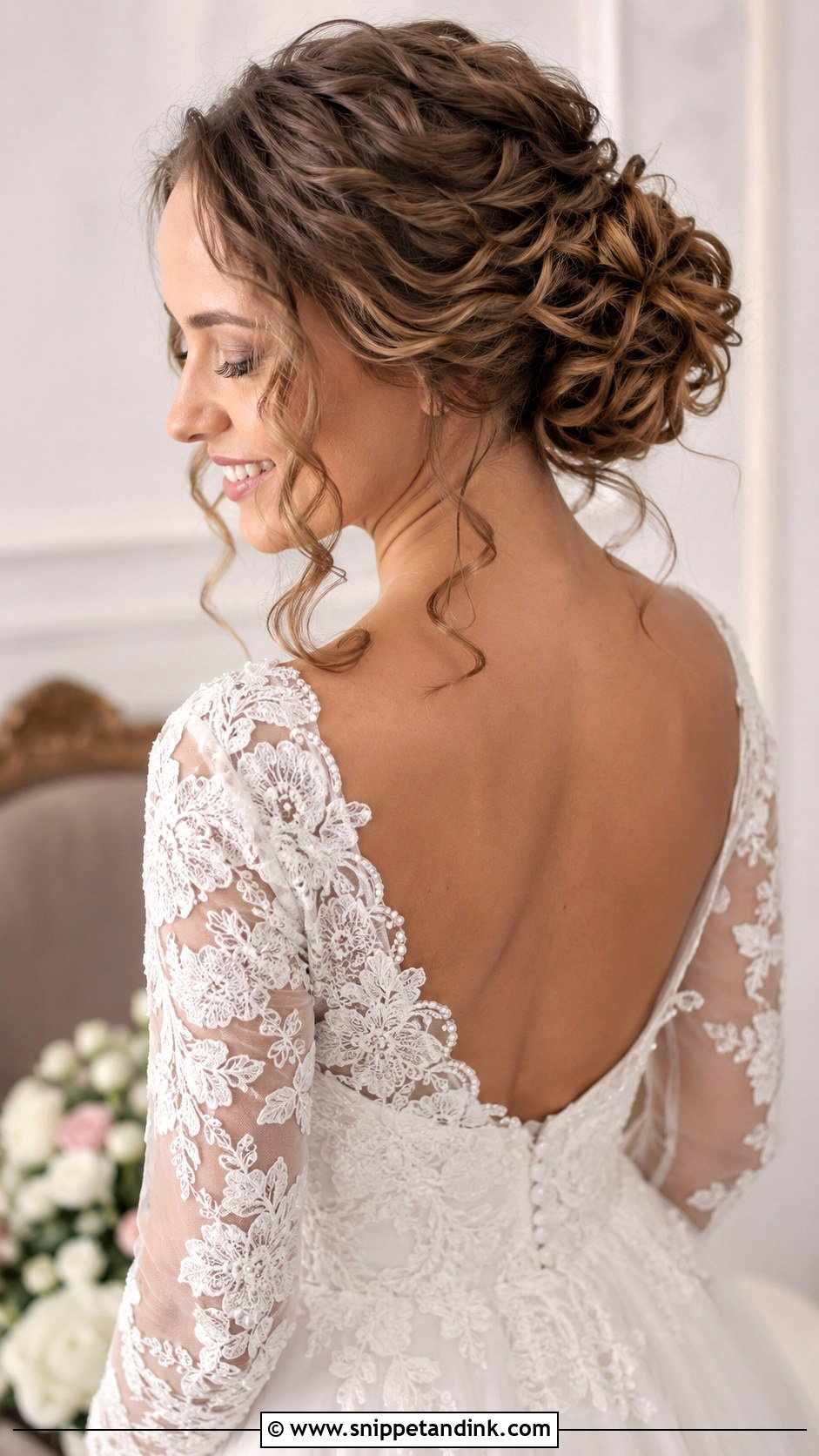 Romantic Bun With Curls for Brides - Snippet and Ink - 25 Bride Hair Bun Ideas