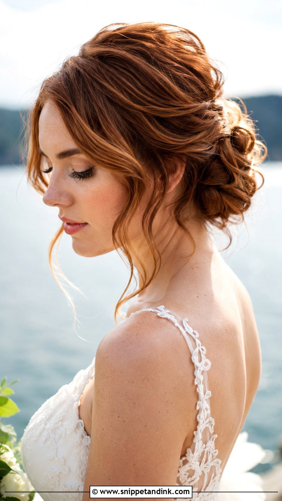Romantic Bun With Waves - Snippet and Ink - 35 Bun Hairstyles for Wedding