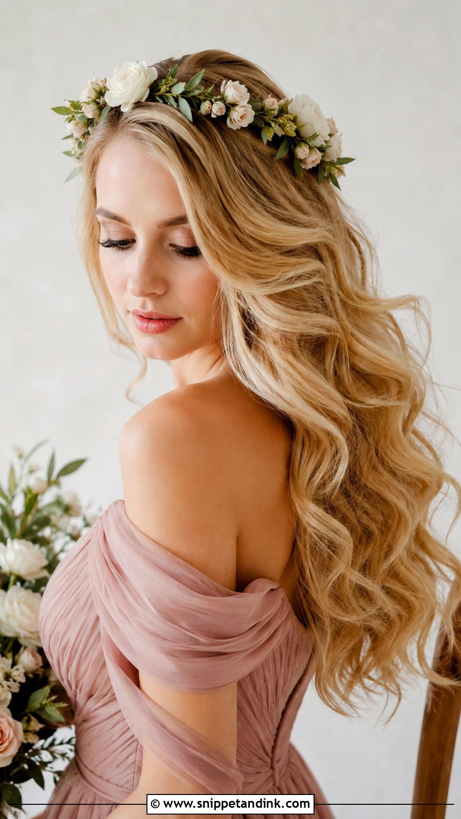 Romantic Cascading Waves - Snippet and Ink - 20 Wedding Party Hairstyles for Long Hair