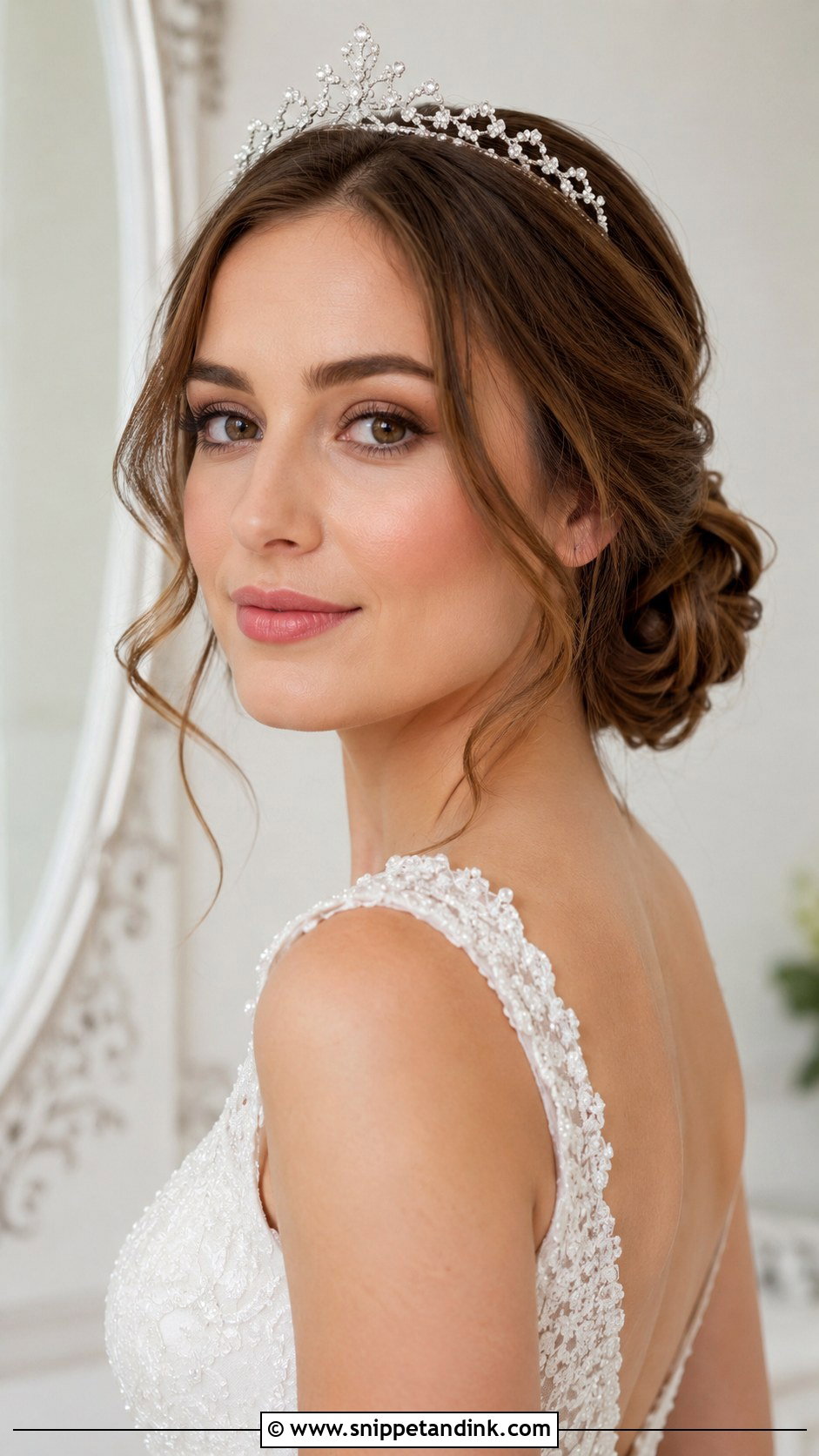 Romantic Chignon With Tiara - Snippet and Ink - 25 Wedding Hair with Tiara Ideas