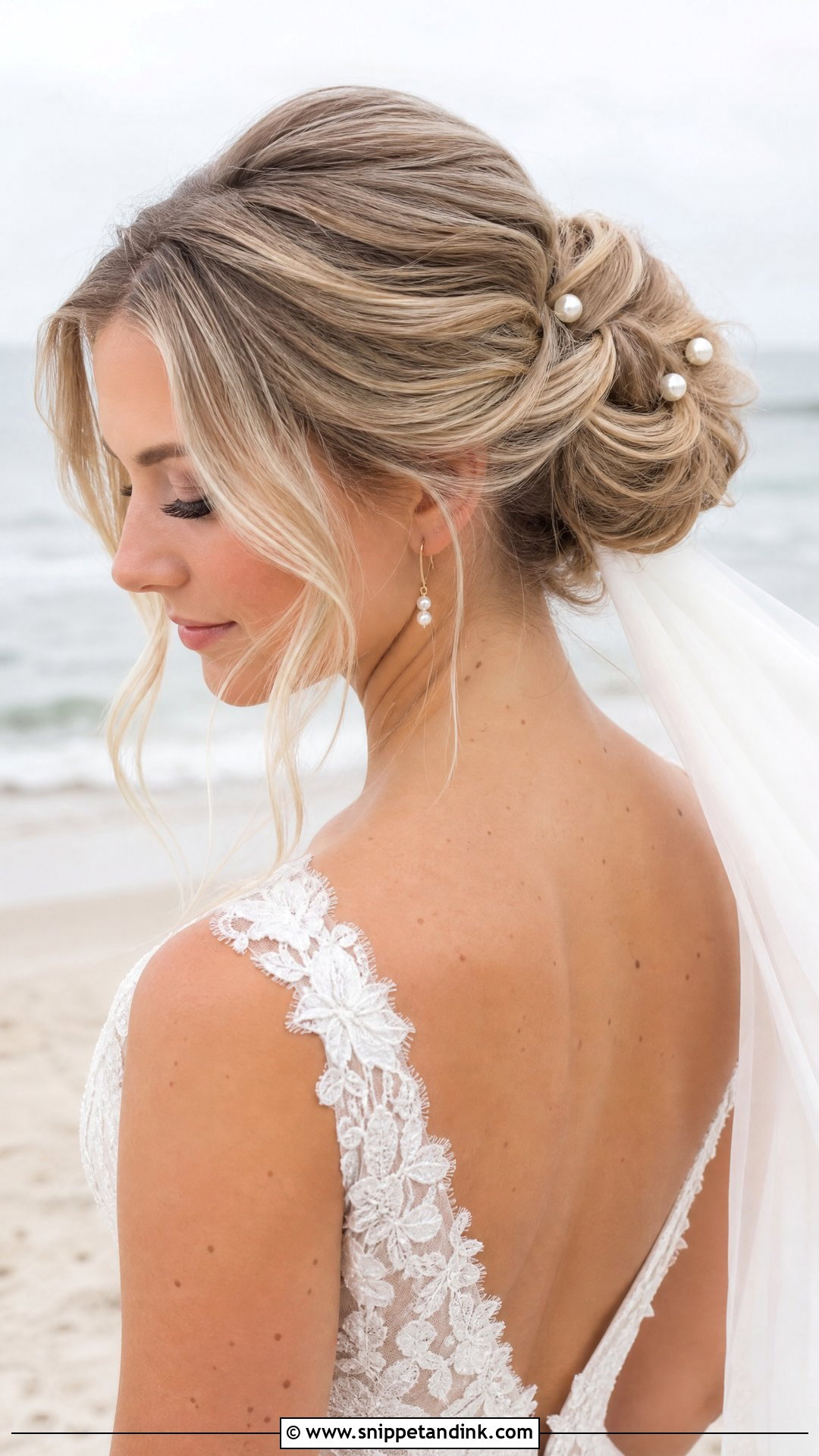Romantic Chignon for Beach Brides - Snippet and Ink - 20 Beach Bride Hair Ideas