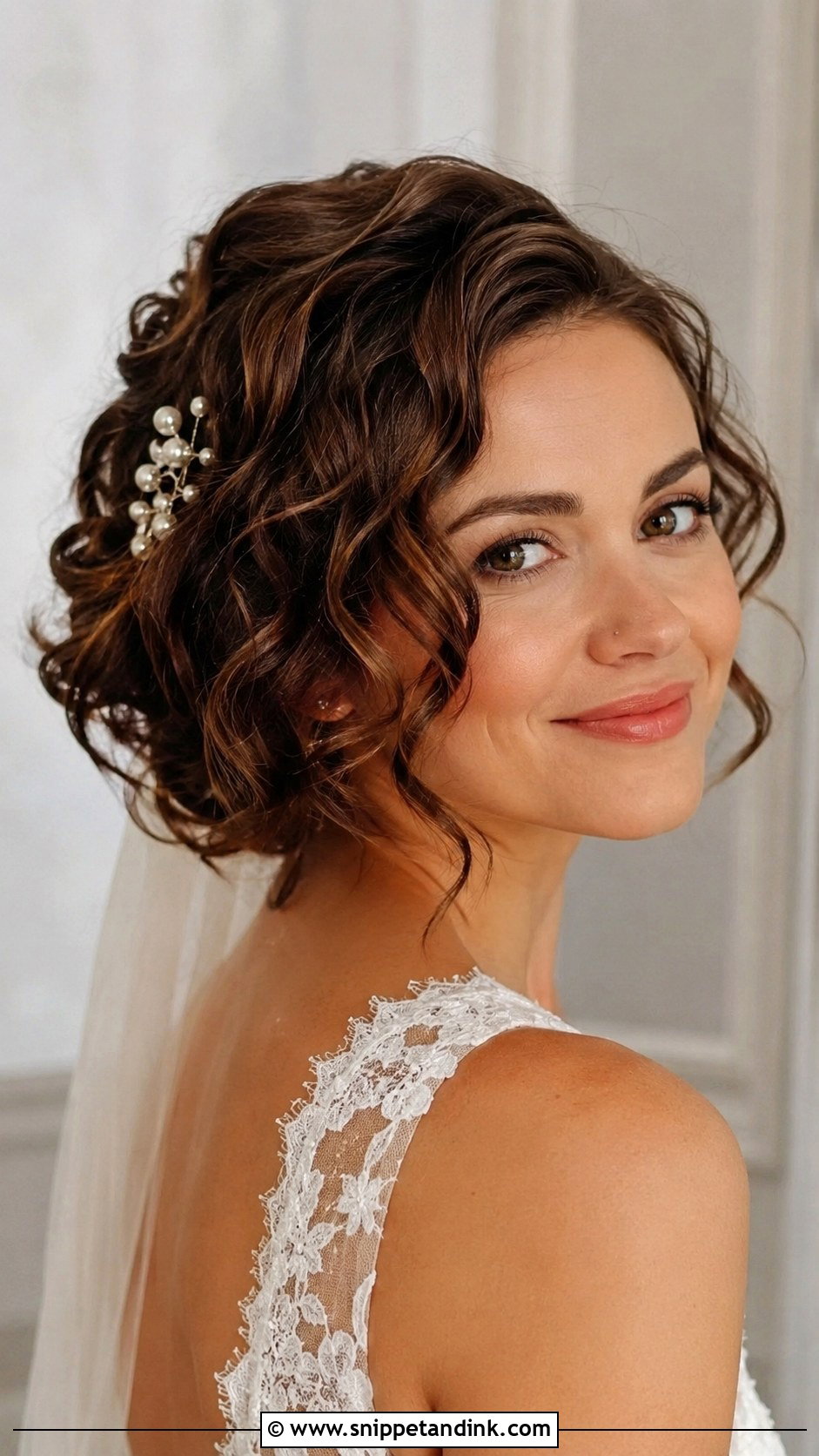 Romantic Curls Wedding Hairstyle for Short Hair - Snippet and Ink - 20 Wedding Hairstyle Short Hair Ideas