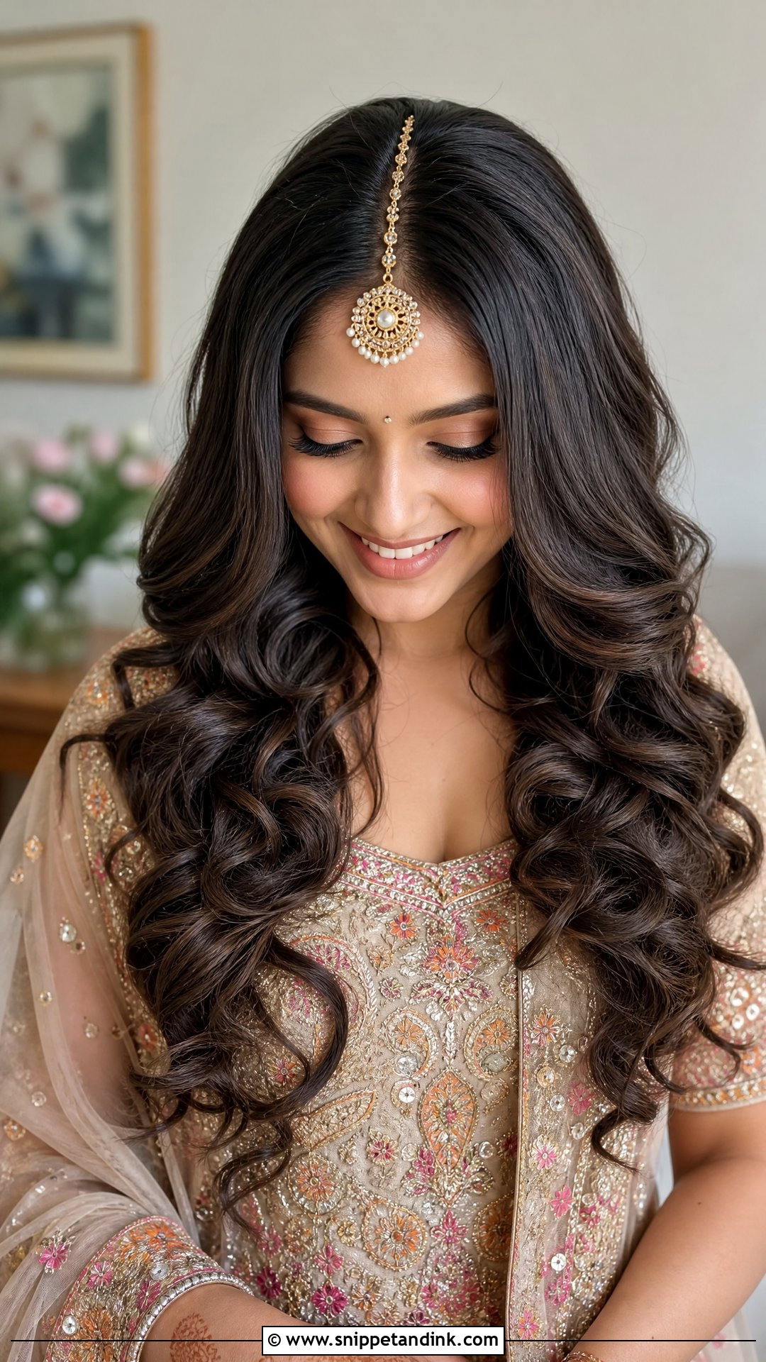 Romantic Curls With Borla - Snippet and Ink - 30 Sangeet Hairstyles for Bride