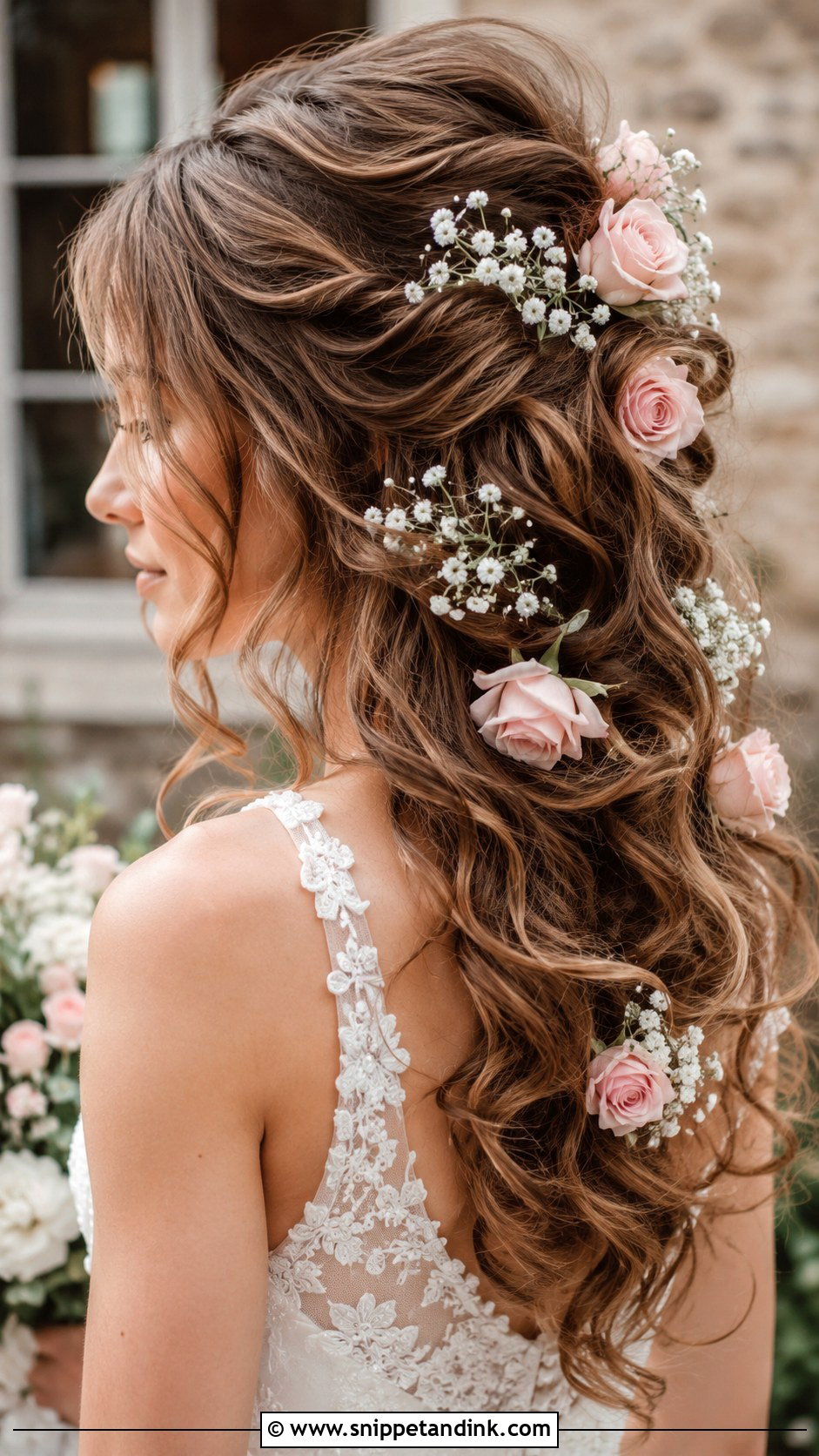 Romantic Curls With Flower Accents - Snippet and Ink - 25 Wedding Hair Curls