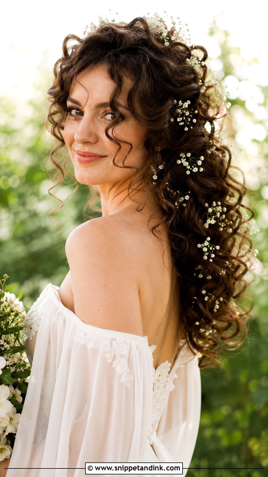Romantic Curls With Flowers - Snippet and Ink - 25 Open Hair Bride Ideas